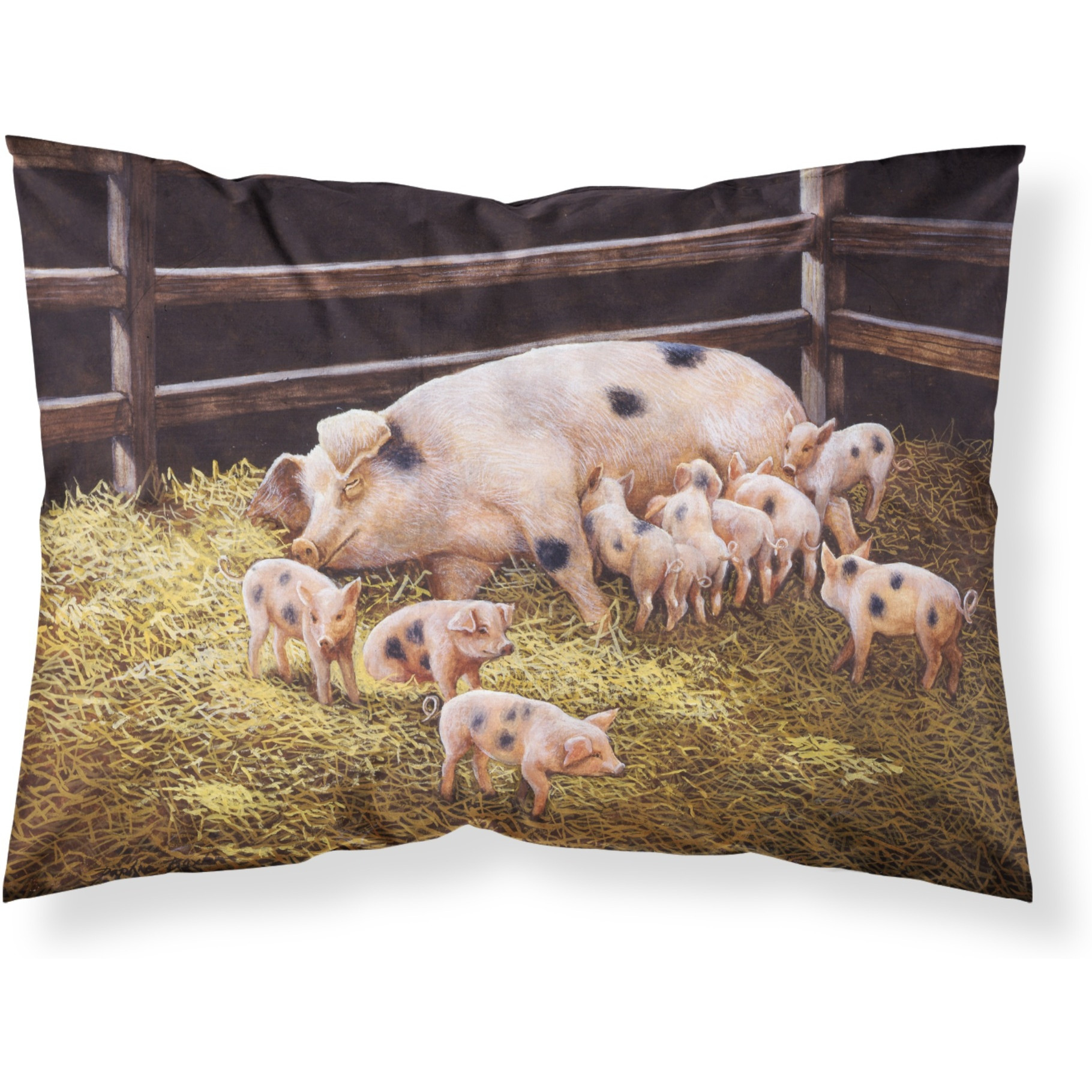 &quotCaroline's Treasures Pigs Piglets at Dinner Time Fabric Standard Pillowcase BDBA0296PILLOWCASE, Multicolor"