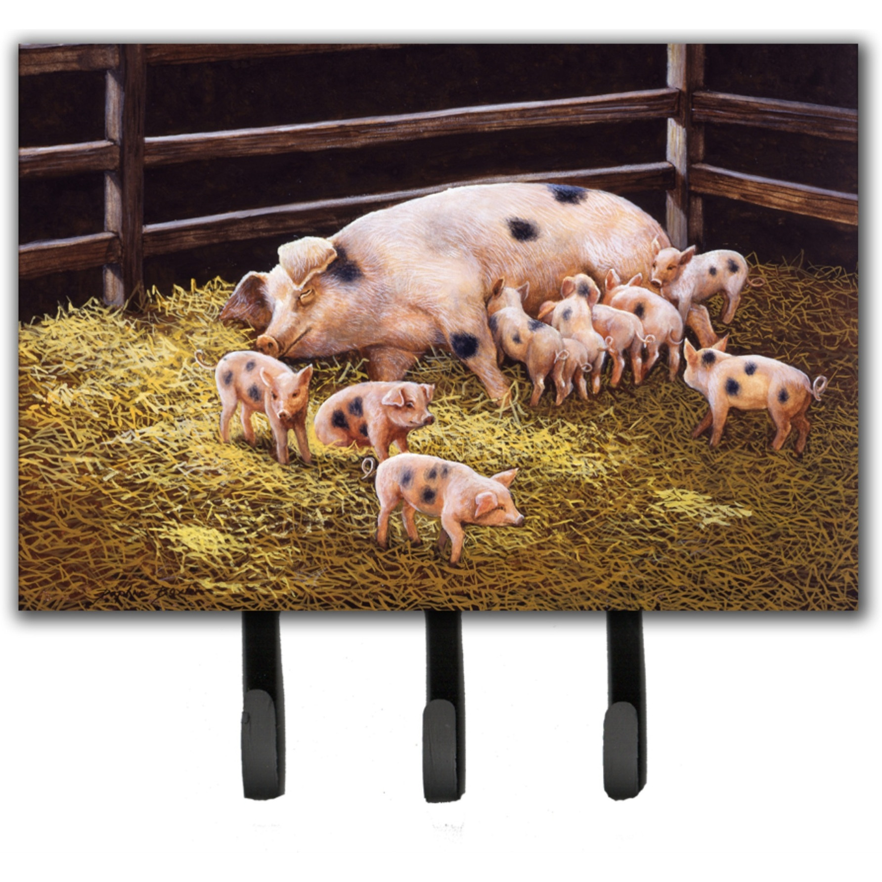 &quotCaroline's Treasures Pigs Piglets at Dinner Time Leash or Key Holder BDBA0296TH68, Triple"