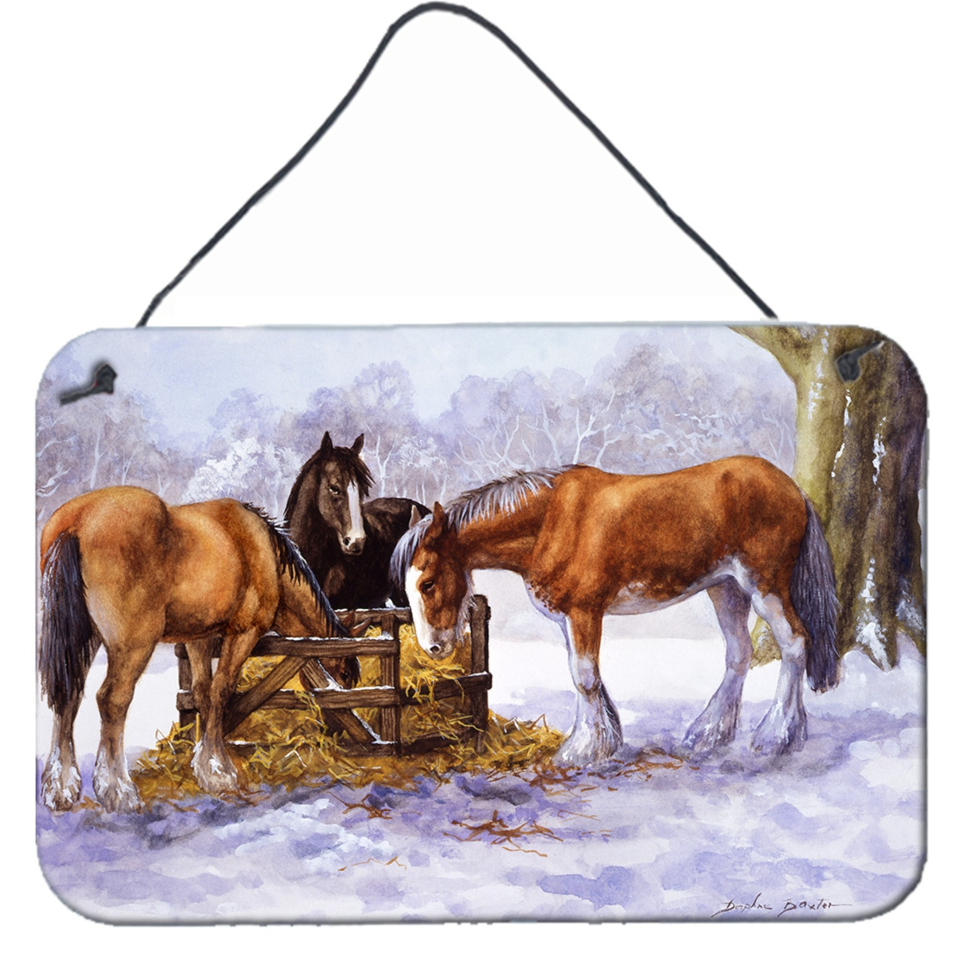 &quotCaroline's Treasures Horses eating Hay in the Snow Wall or Door Hanging Prints BDBA0297DS812, 8HX12W"