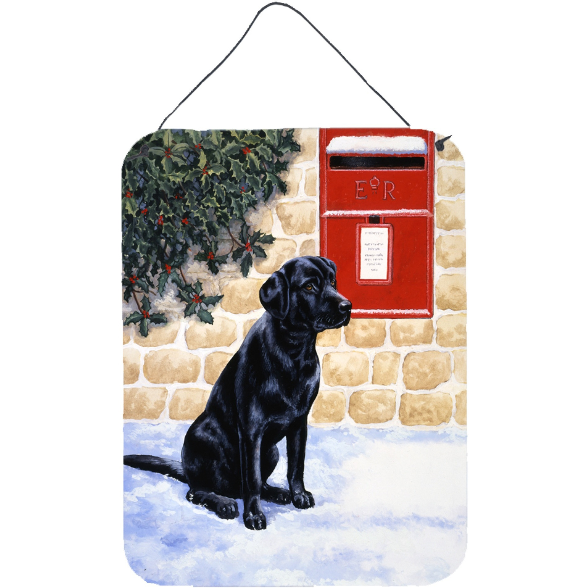 &quotCaroline's Treasures Black Labrador by the Mail Box Wall or Door Hanging Prints BDBA0301DS1216, 16HX12W, Multicolor"