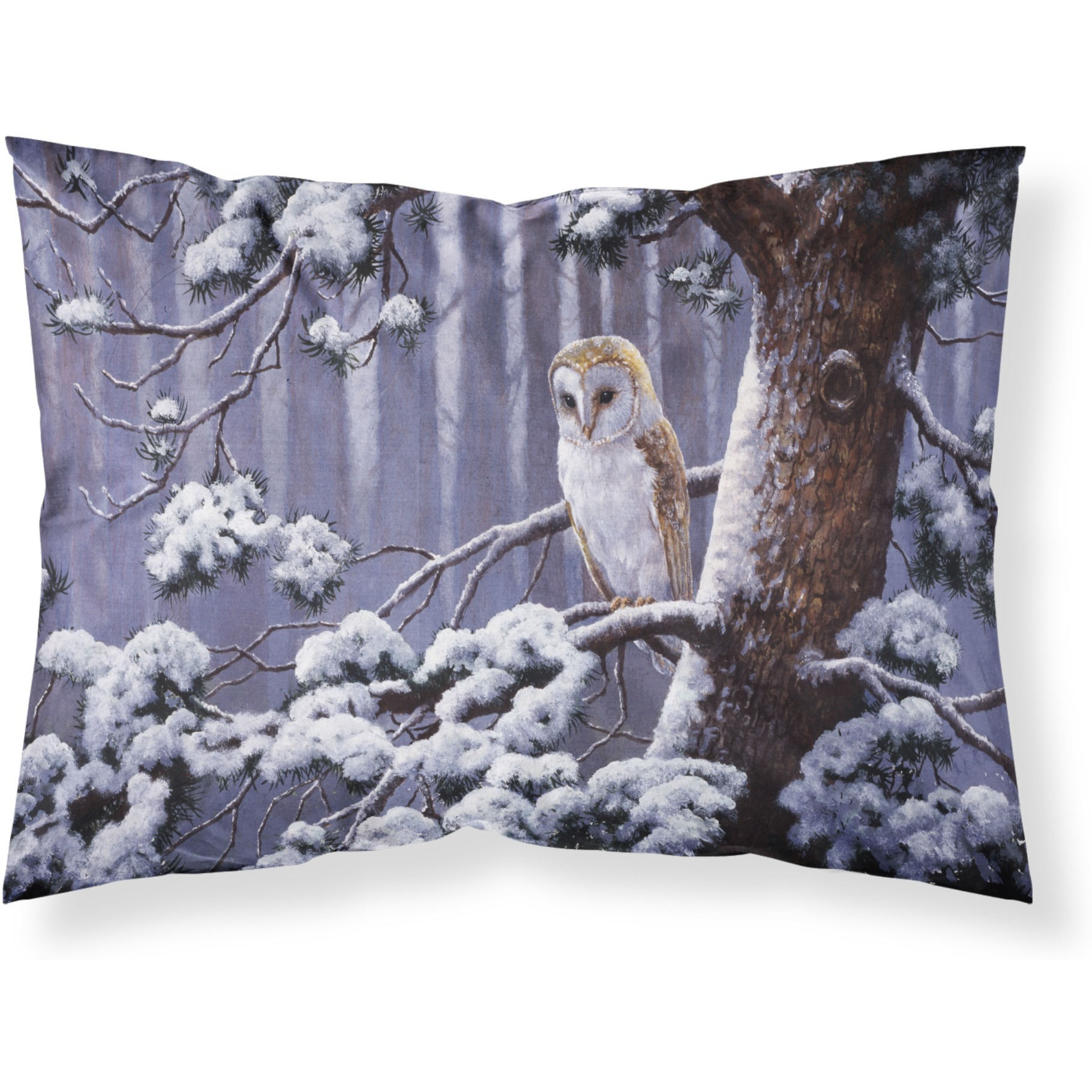 &quotCaroline's Treasures Owl on a Tree Branch in the Snow Fabric Standard Pillowcase BDBA0303PILLOWCASE, Multicolor"