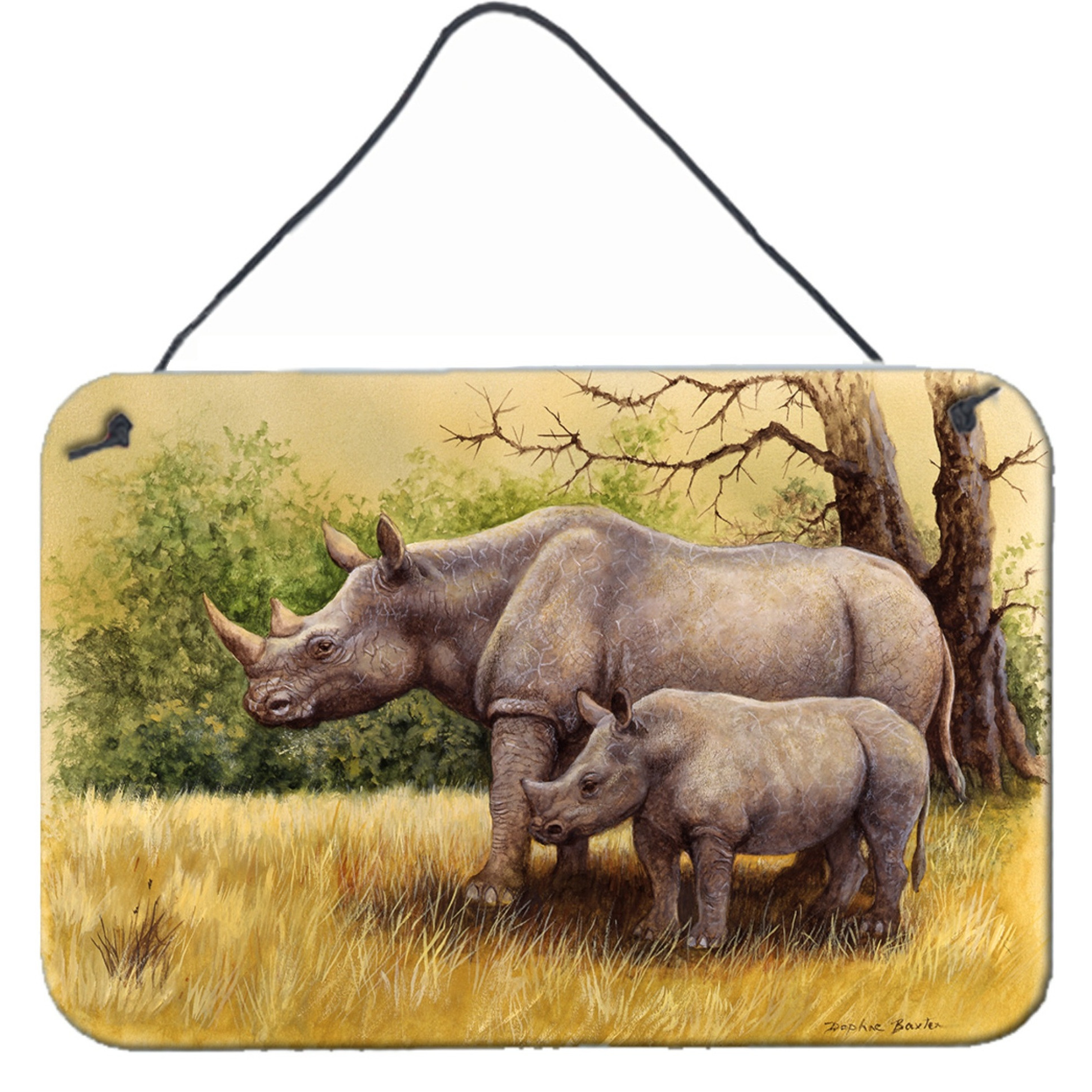 &quotCaroline's Treasures Rhinoceros by Daphne Baxter Wall or Door Hanging Prints BDBA0306DS812, 8HX12W, Multicolor"