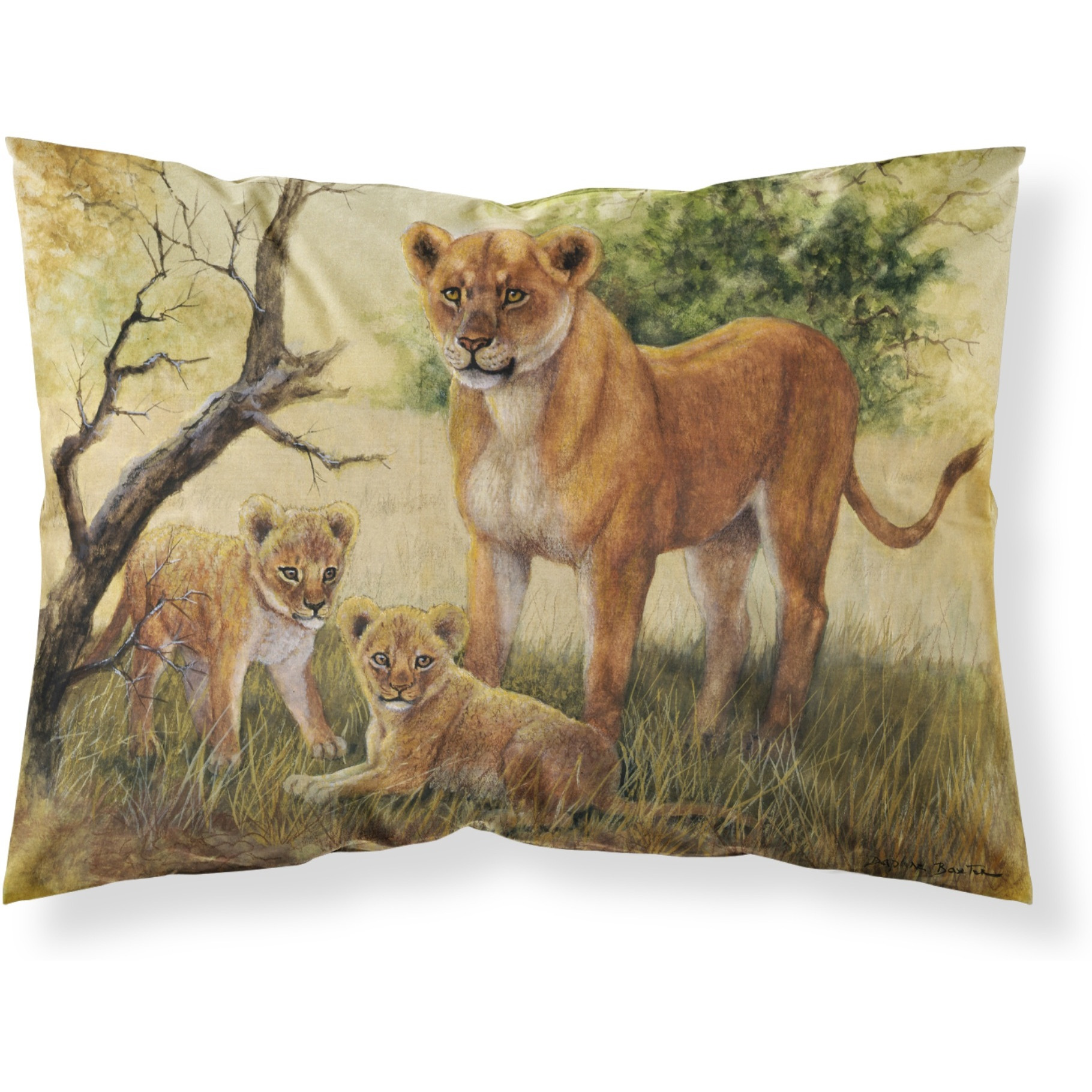 &quotCaroline's Treasures Lion and Cubs by Daphne Baxter Fabric Standard Pillowcase BDBA0307PILLOWCASE, Multicolor"