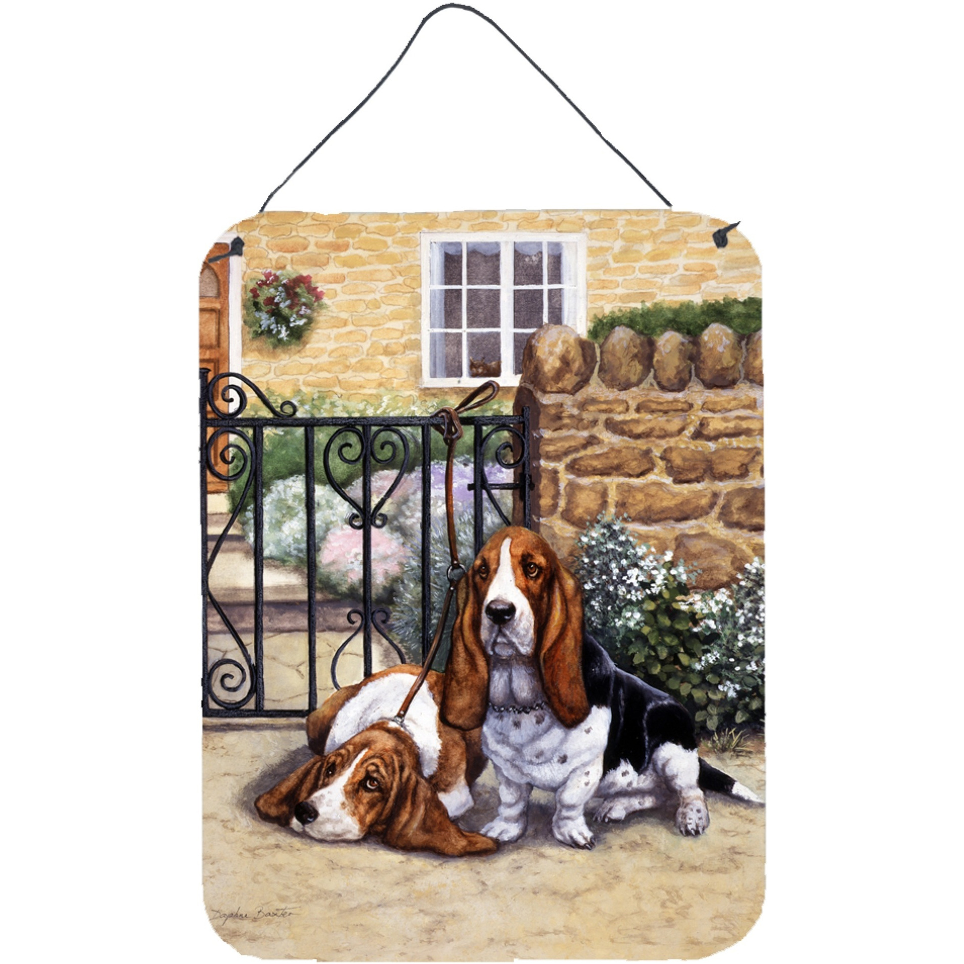&quotCaroline's Treasures Basset Hound at the gate Wall or Door Hanging Prints BDBA0312DS1216, 16HX12W, Multicolor"