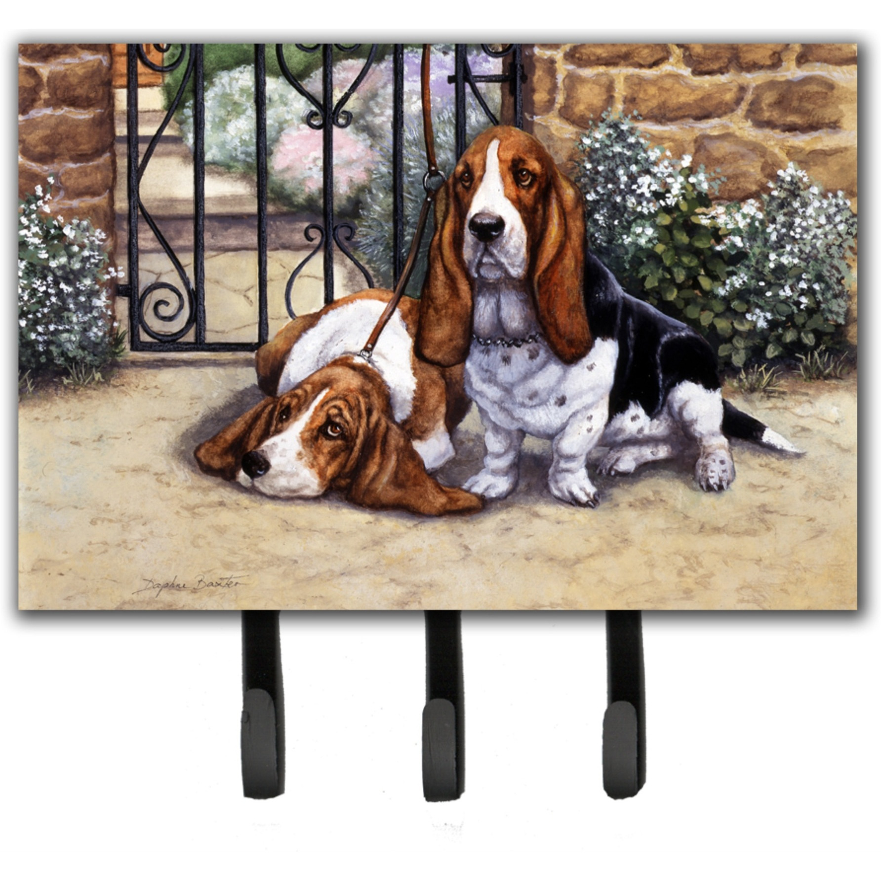 &quotCaroline's Treasures BDBA0312TH68 Basset Hound at The Gate Leash or Key Holder, Large, Multicolor"