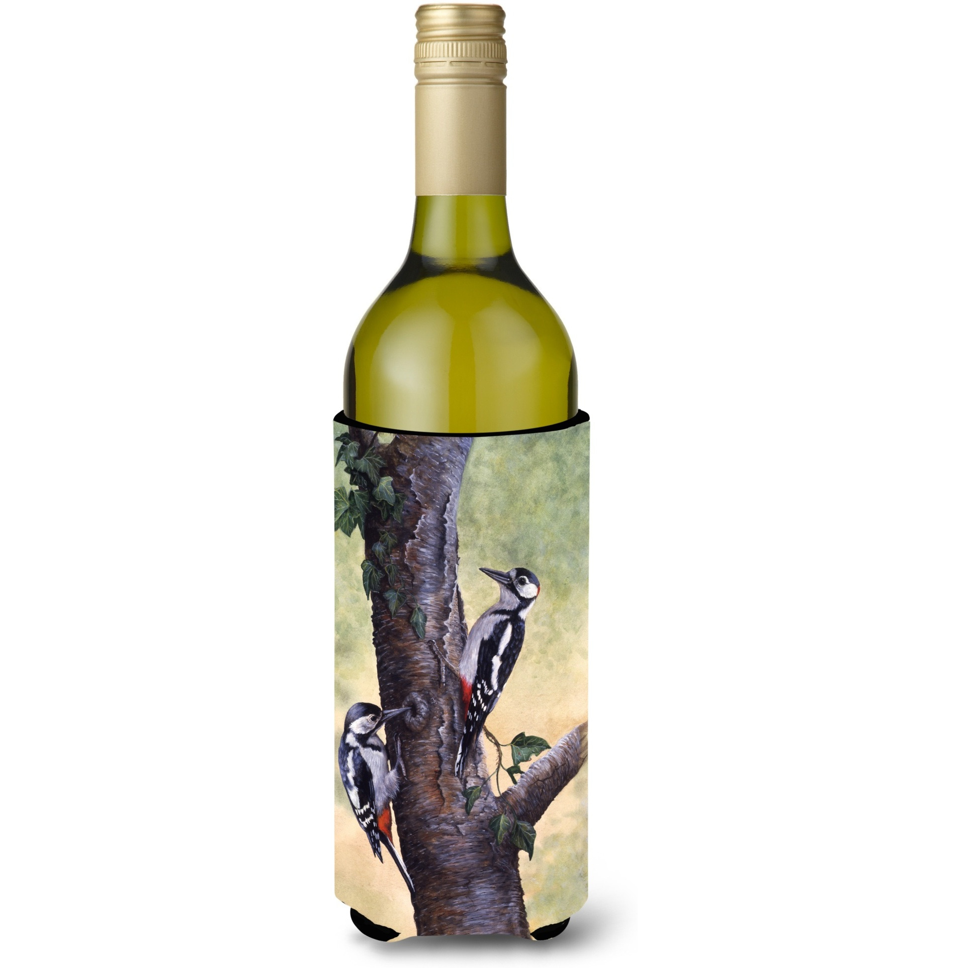 &quotCaroline's Treasures BDBA0335LITERK "&quotWoodpeckers by Daphne Baxter"" Wine Bottle Beverage Insulator Hugger, 750ml, Multicolor"