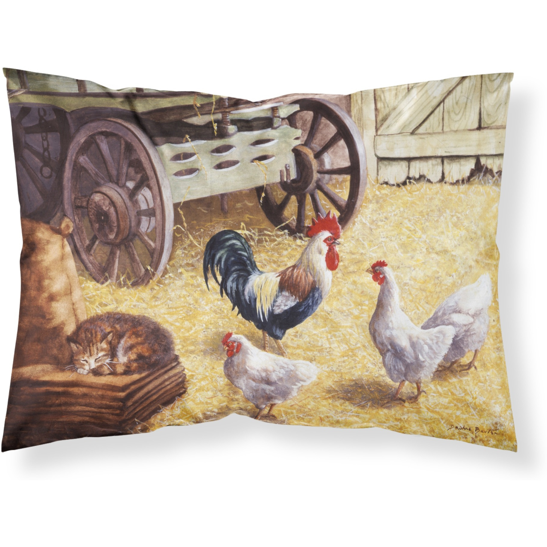 &quotCaroline's Treasures Rooster and Hens Chickens in the Barn Fabric Standard Pillowcase BDBA0339PILLOWCASE, Multicolor"