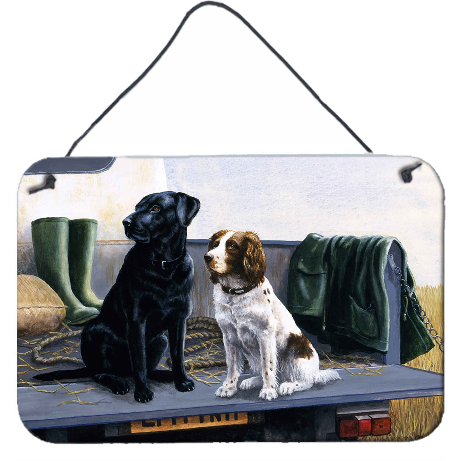 &quotCaroline's Treasures On The Tailgate Labrador and Springer Spaniel Wall or Door Hanging Prints BDBA0341DS812, 8HX12W, Multicolor"