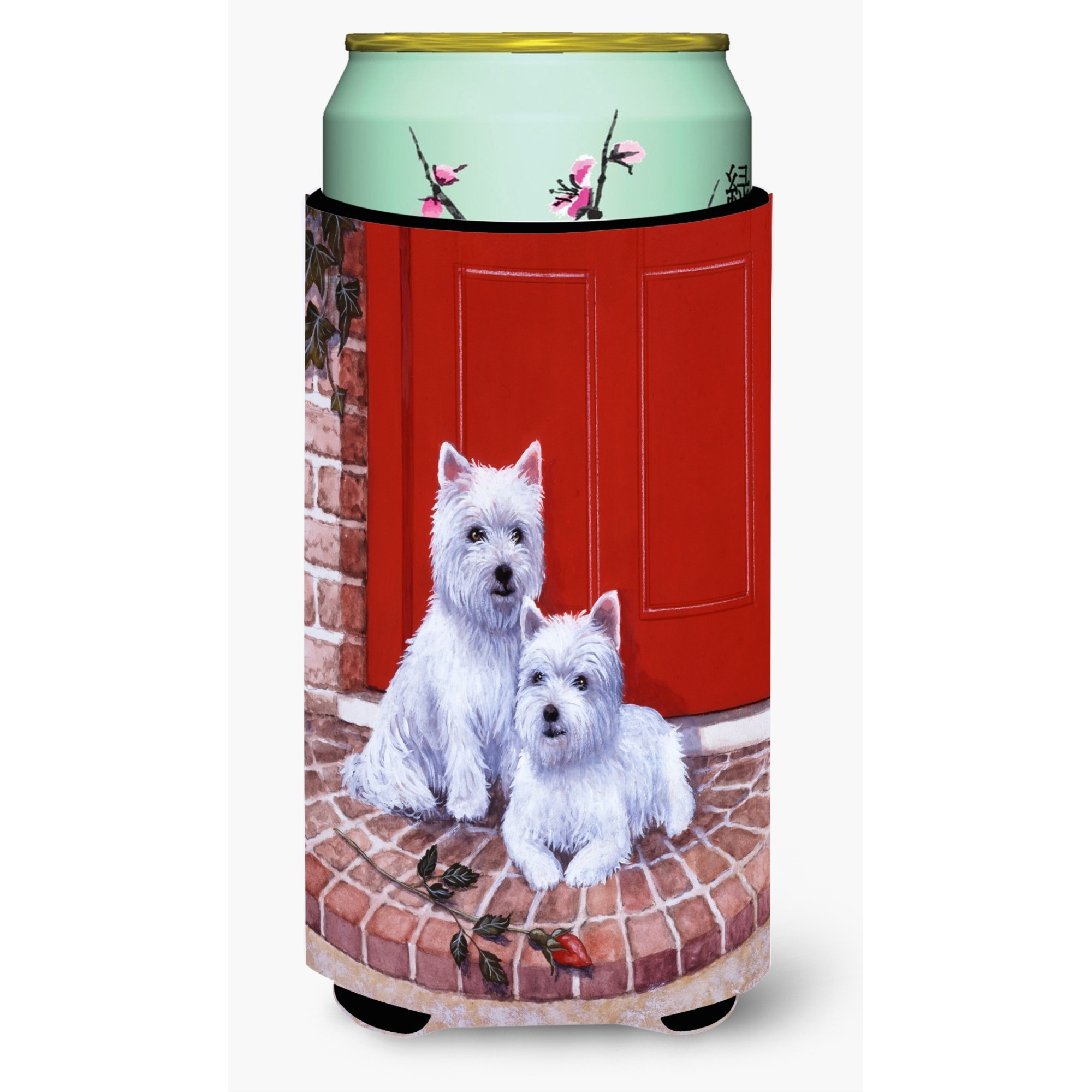 &quotCaroline's Treasures Red Door Westies Tall Boy Koozie Hugger, Multicolor"