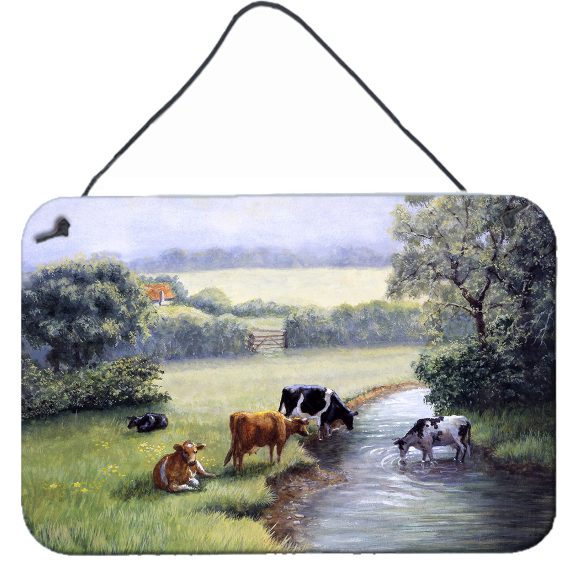 &quotCaroline's Treasures Cows Drinking at the Creek Bank Wall or Door Hanging Prints BDBA0350DS812, 8HX12W"