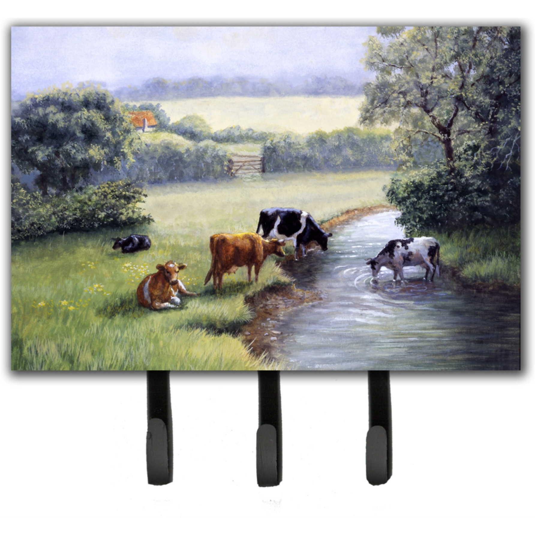 &quotCaroline's Treasures Cows Drinking at the Creek Bank Leash or Key Holder BDBA0350TH68, Triple, Multicolor"