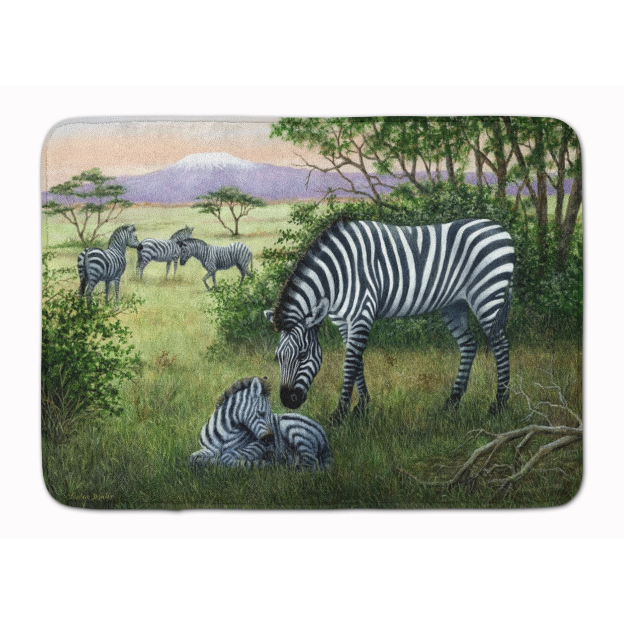 &quotCaroline's Treasures Zebras in the Field with Baby Floor Mat, 19"" x 27"", Multicolor"