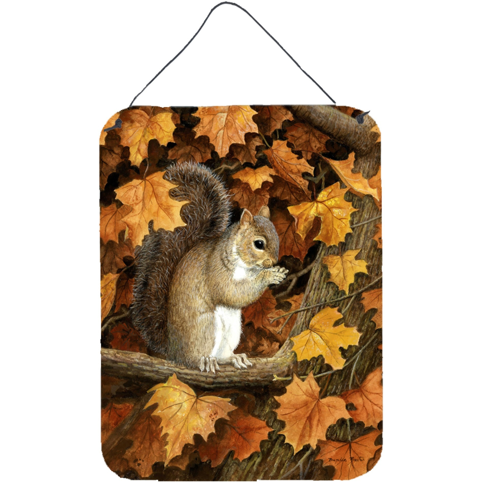 &quotCaroline's Treasures Autumn Grey Squirrel by Daphne Baxter Wall or Door Hanging Prints BDBA0388DS1216, 16"&quotH x 12"&quotW, Multicolor"
