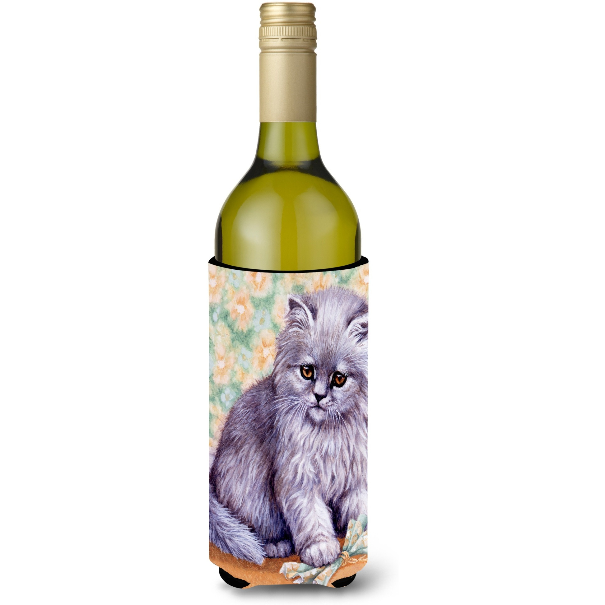 &quotCaroline's Treasures Grey Cat by Daphne Baxter Wine Bottle Koozie Hugger, 750ml, Multicolor"