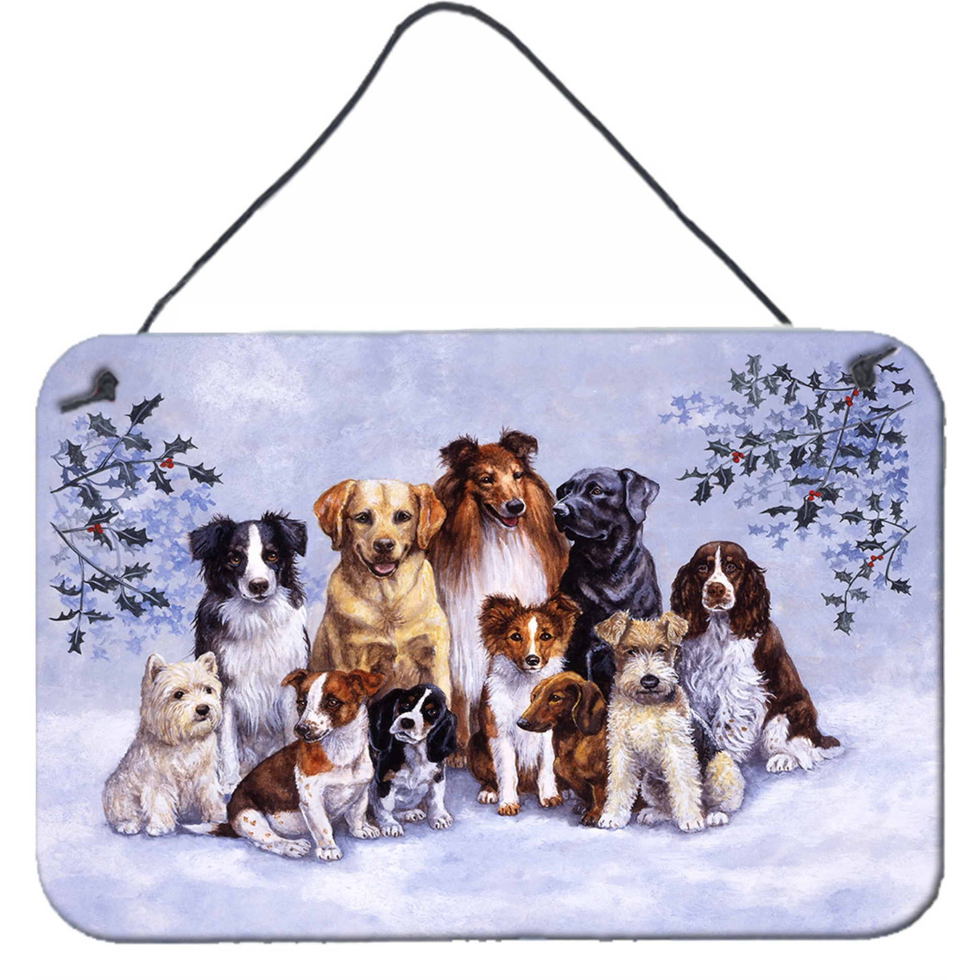 &quotCaroline's Treasures Winter Dogs Wall or Door Hanging Prints BDBA316ADS812, 8"&quotH x 12"&quotW"