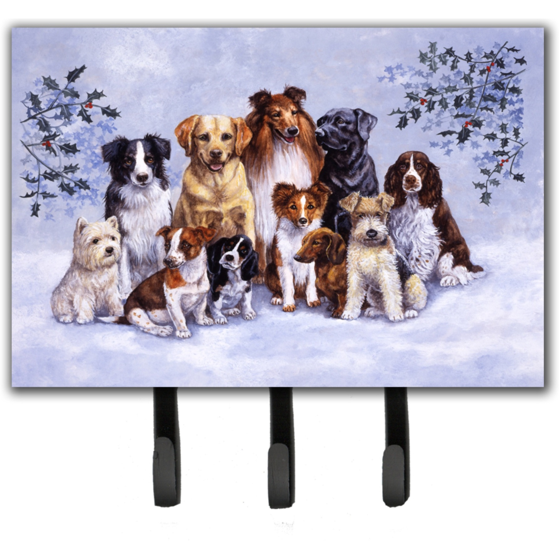 &quotCaroline's Treasures BDBA316ATH68 Winter Dogs Leash or Key Holder, Large, Multicolor"