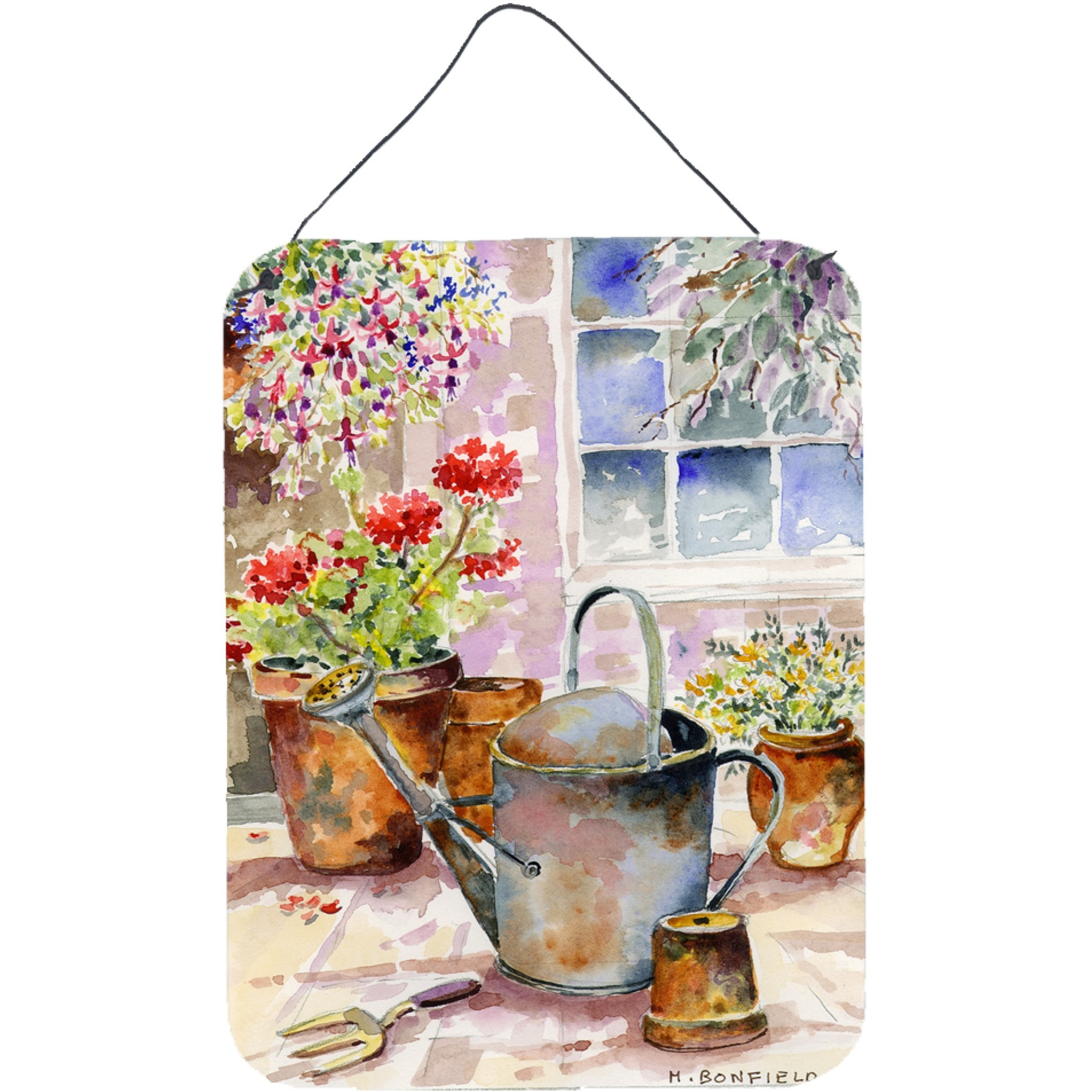 &quotCaroline's Treasures Watering Can Flowers Wall or Door Hanging Prints BMBO0303DS1216, 16HX12W, Multicolor"