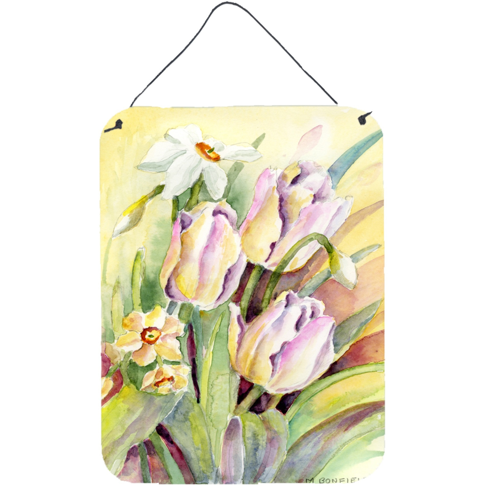 &quotCaroline's Treasures Tulips and Narcisuss Wall or Door Hanging Prints BMBO0425DS1216, 16HX12W, Multicolor"