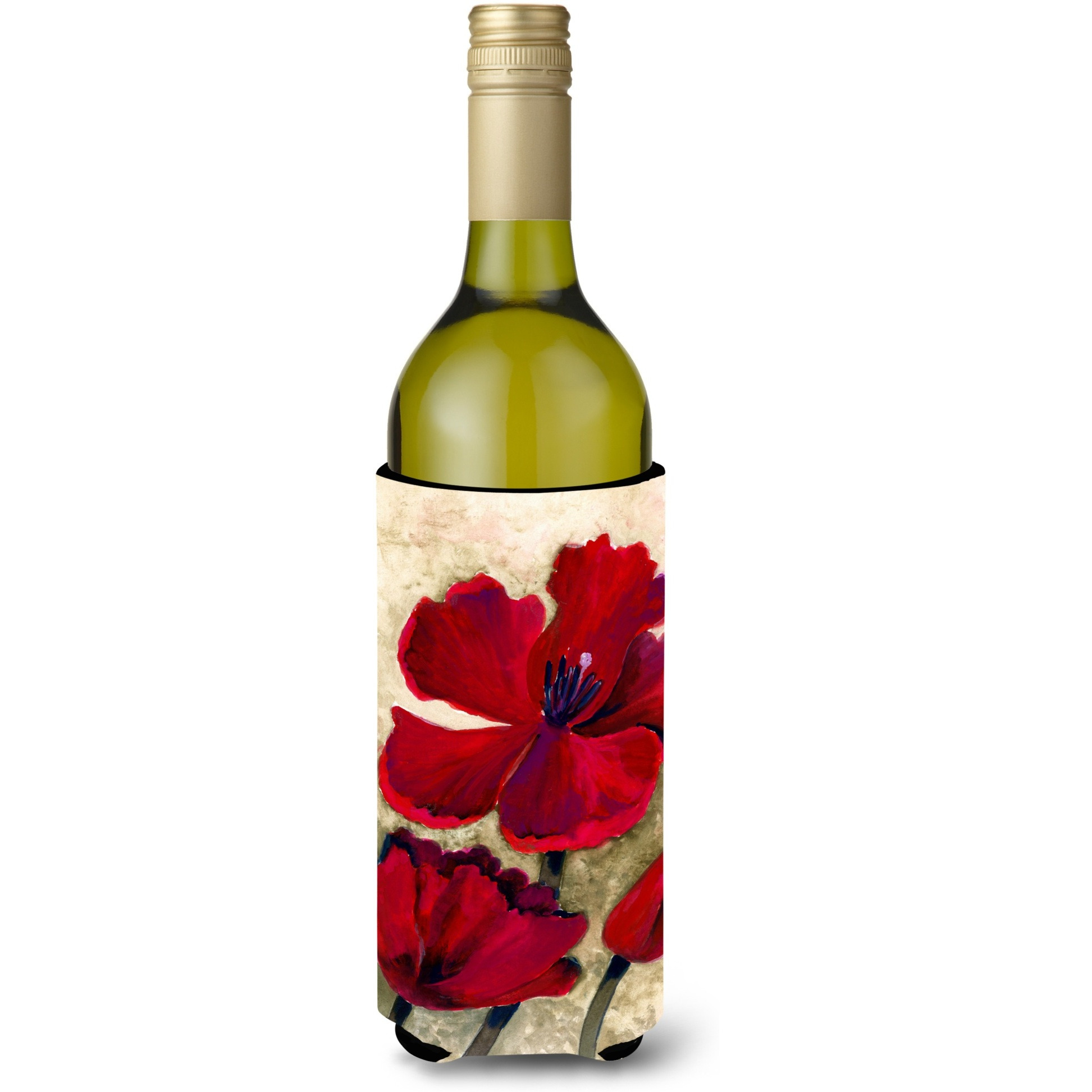 &quotCaroline's Treasures Red Tulip by Maureen Benfield Wine Bottle Koozie Hugger, 750ml, Multicolor"