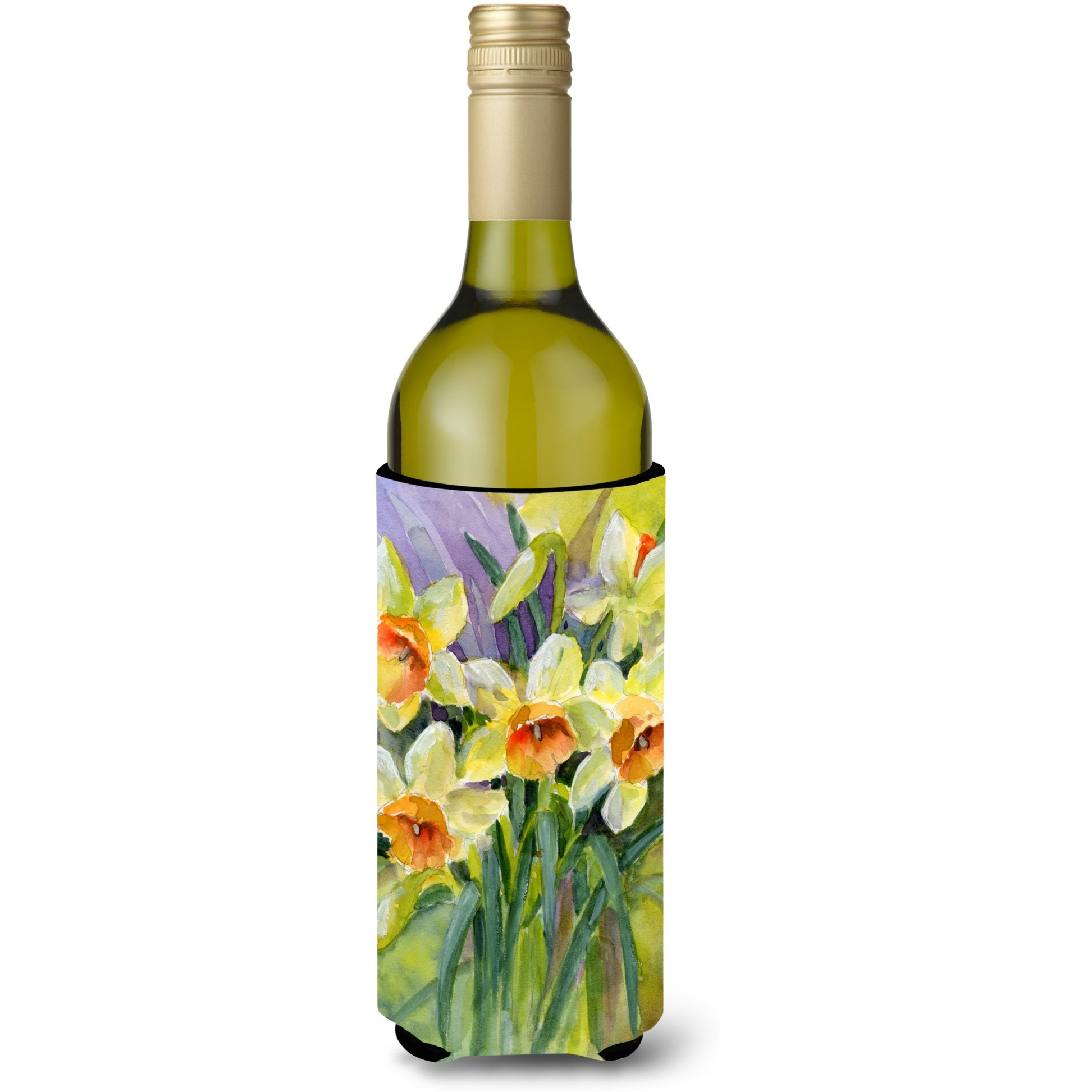 &quotCaroline's Treasures Daffodils by Maureen Benfield Wine Bottle Koozie Hugger, 750ml, Multicolor"