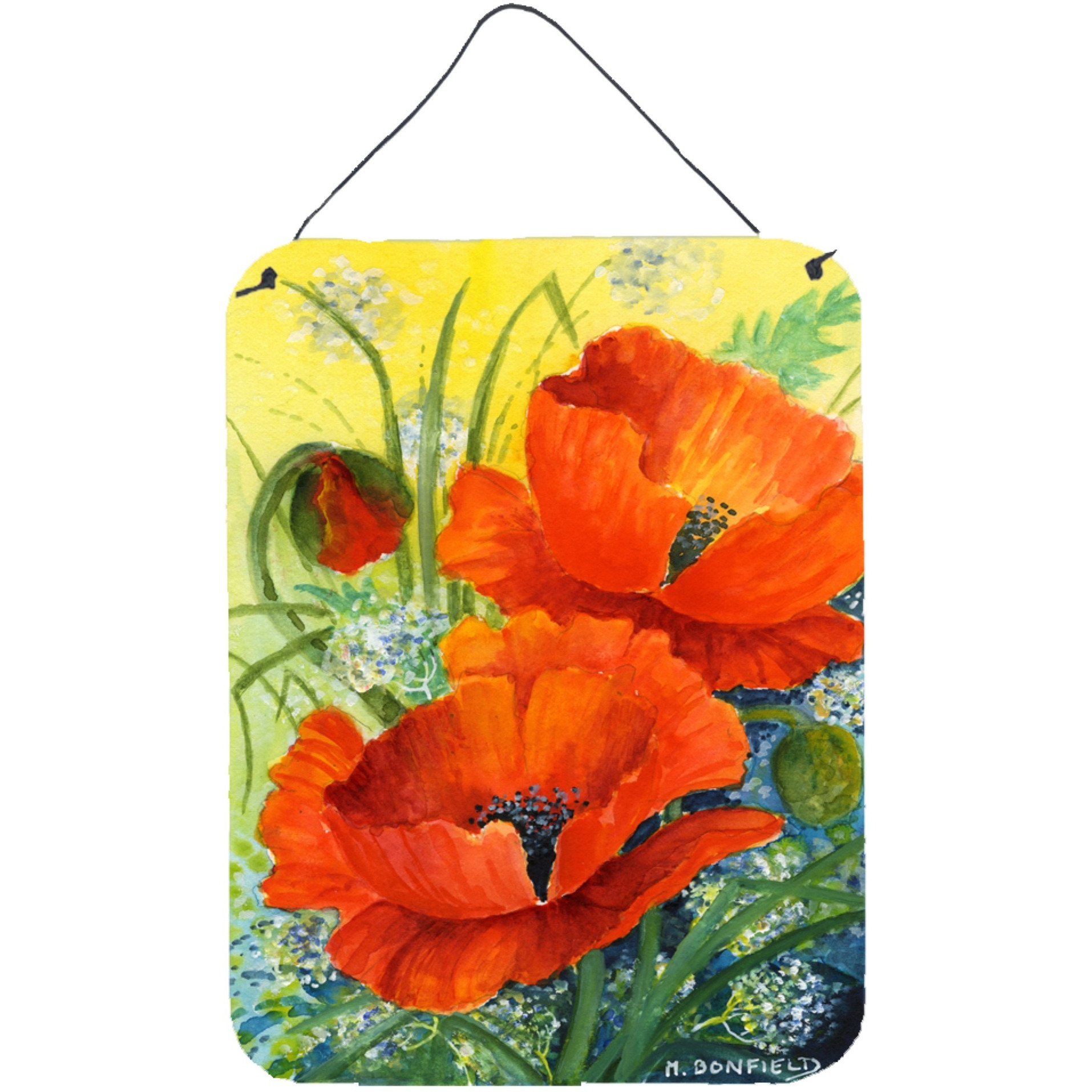 &quotCaroline's Treasures Poppies by Maureen Bonfield Wall or Door Hanging Prints BMBO0946DS1216, 16HX12W, Multicolor"