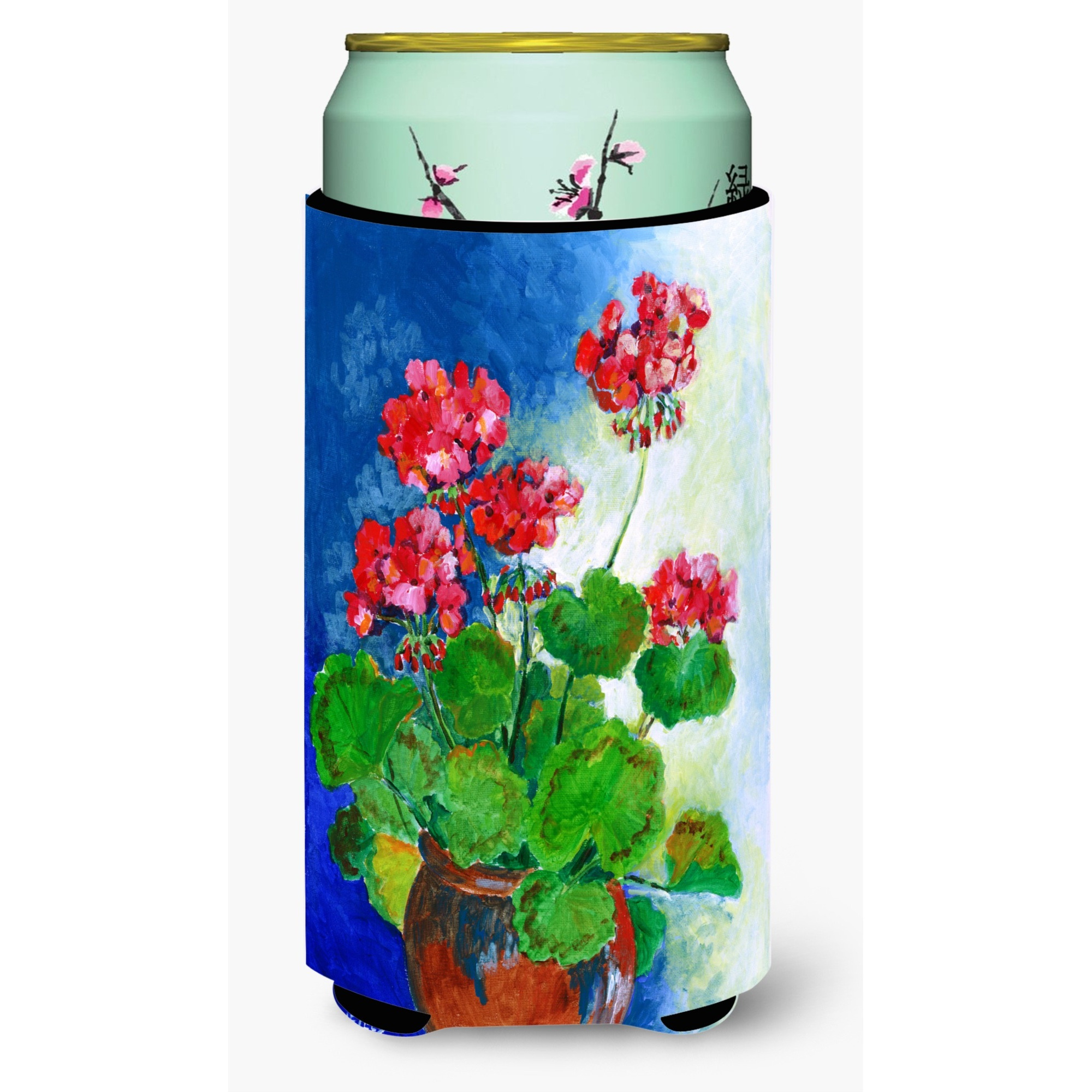 &quotCaroline's Treasures Geraniums by Maureen Benfield Tall Boy Koozie Hugger, Multicolor"