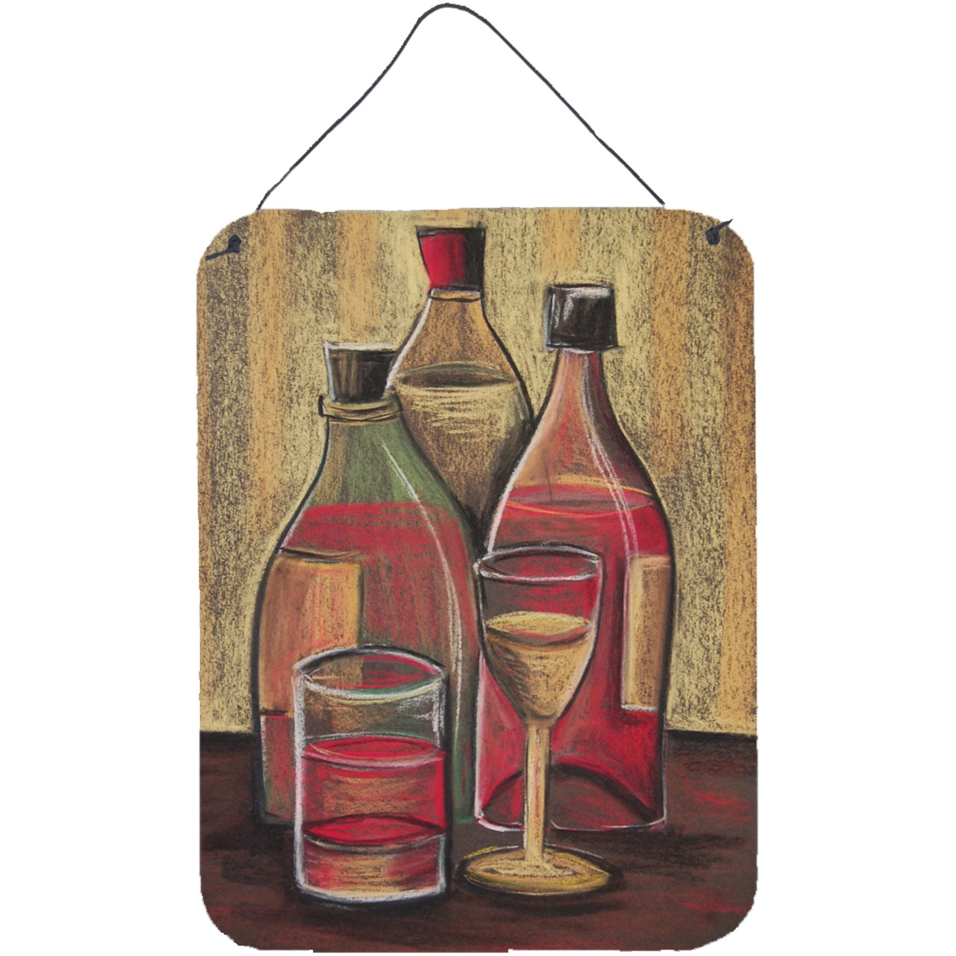 &quotCaroline's Treasures Bottles and Glasses Wine Wall or Door Hanging Prints BTBU0169DS1216, 16HX12W, Multicolor"