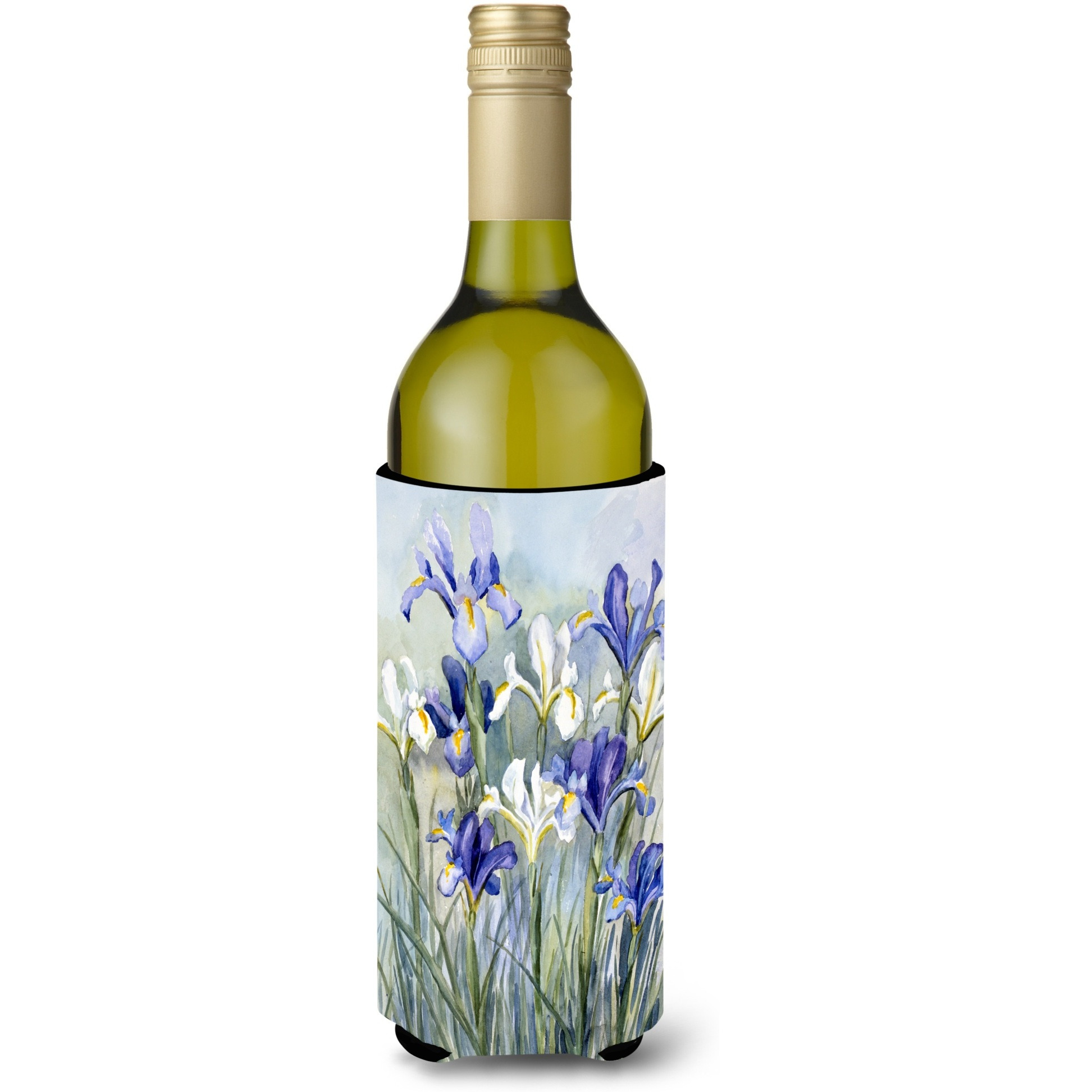 &quotCaroline's Treasures Iris by Bettie Chessman Wine Bottle Koozie Hugger, 750ml, Multicolor"