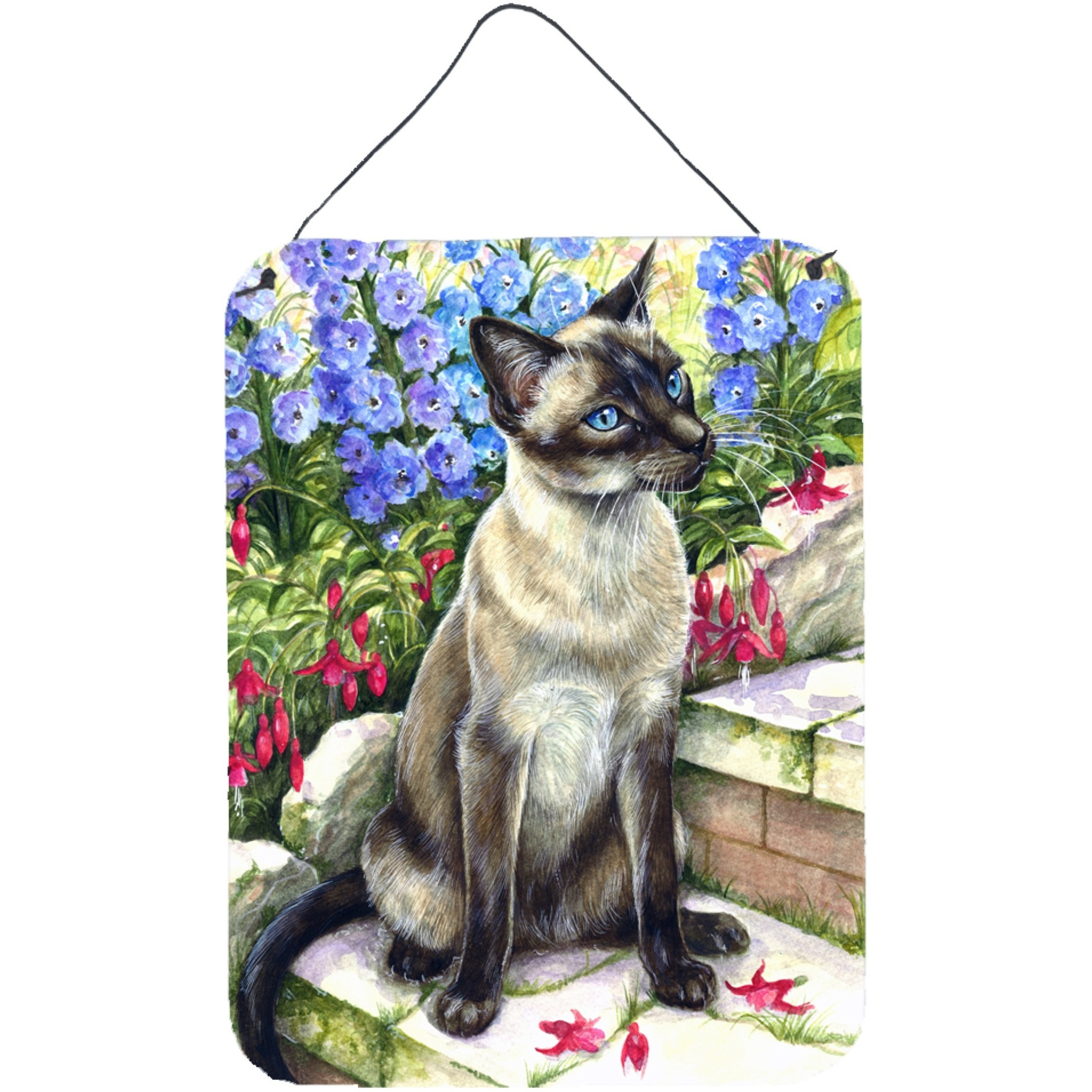 &quotCaroline's Treasures Siamese cat in the Garden Wall or Door Hanging Prints CDCO0026DS1216, 16HX12W, Multicolor"