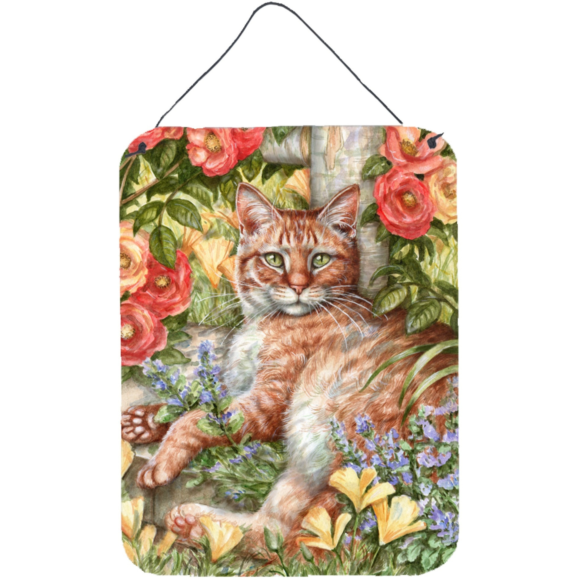 &quotCaroline's Treasures Tabby In The Roses by Debbie Cook Wall or Door Hanging Prints CDCO0027DS1216, 16"&quotH x 12"&quotW, Multicolor"
