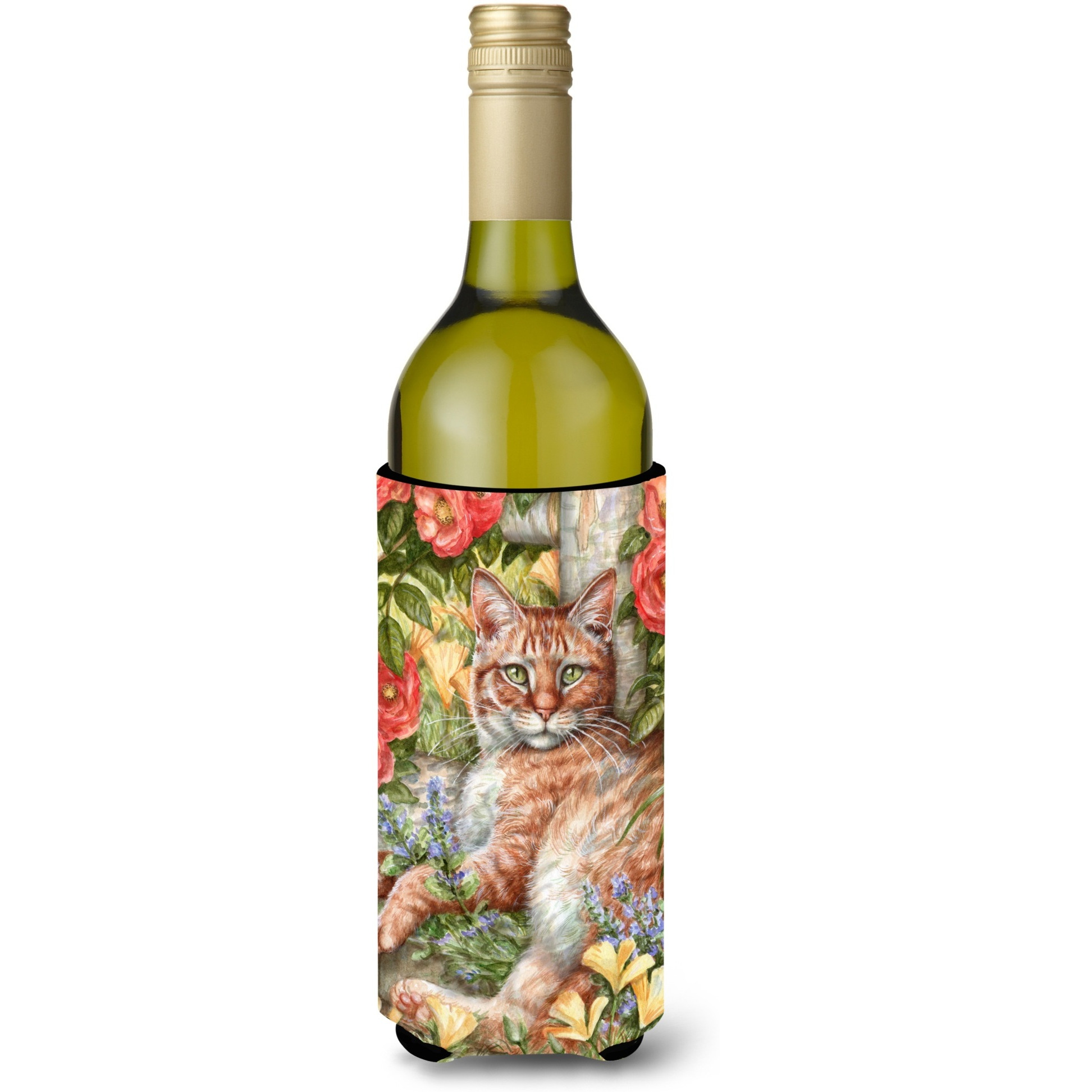 &quotCaroline's Treasures CDCO0027LITERK "&quotTabby In The Roses by Debbie Cook"" Wine Bottle Beverage Insulator Hugger, 750ml, Multicolor"