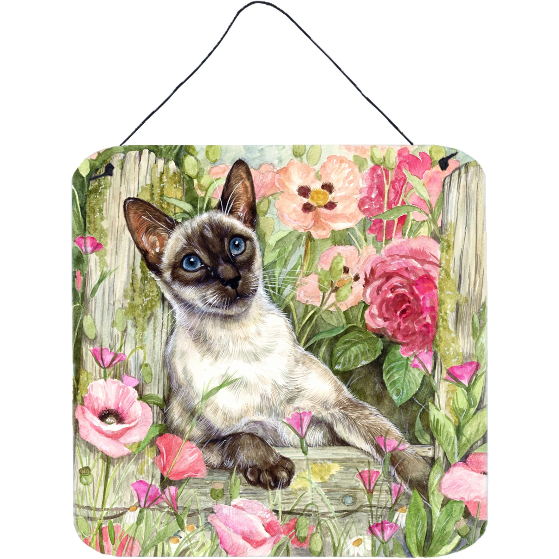 &quotCaroline's Treasures Siamese cat in the Roses Wall or Door Hanging Prints CDCO0033DS66, 6HX6W, Multicolor"