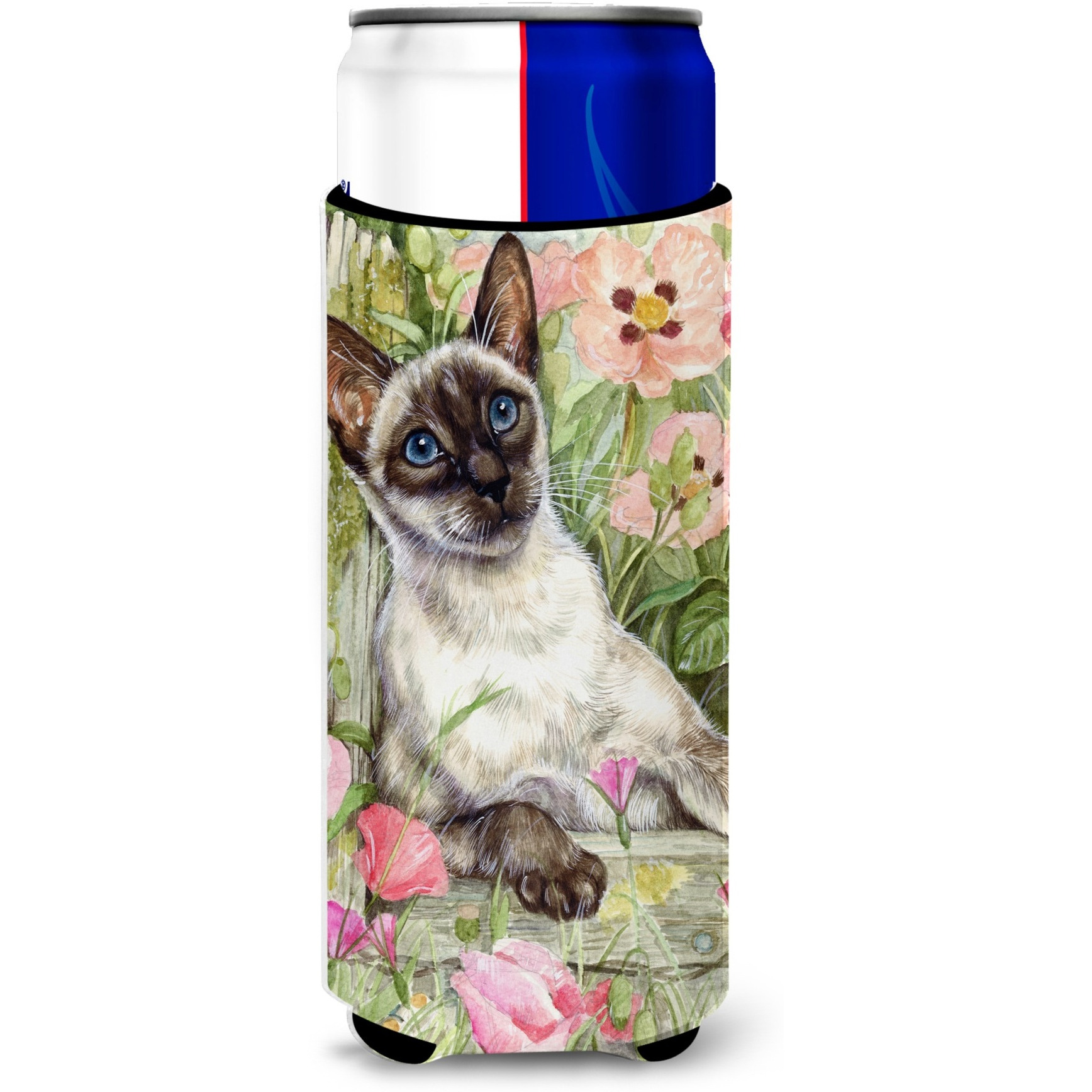 &quotCaroline's Treasures Siamese Cat In The Roses Michelob Ultra Koozies for Slim Cans, Multicolor"