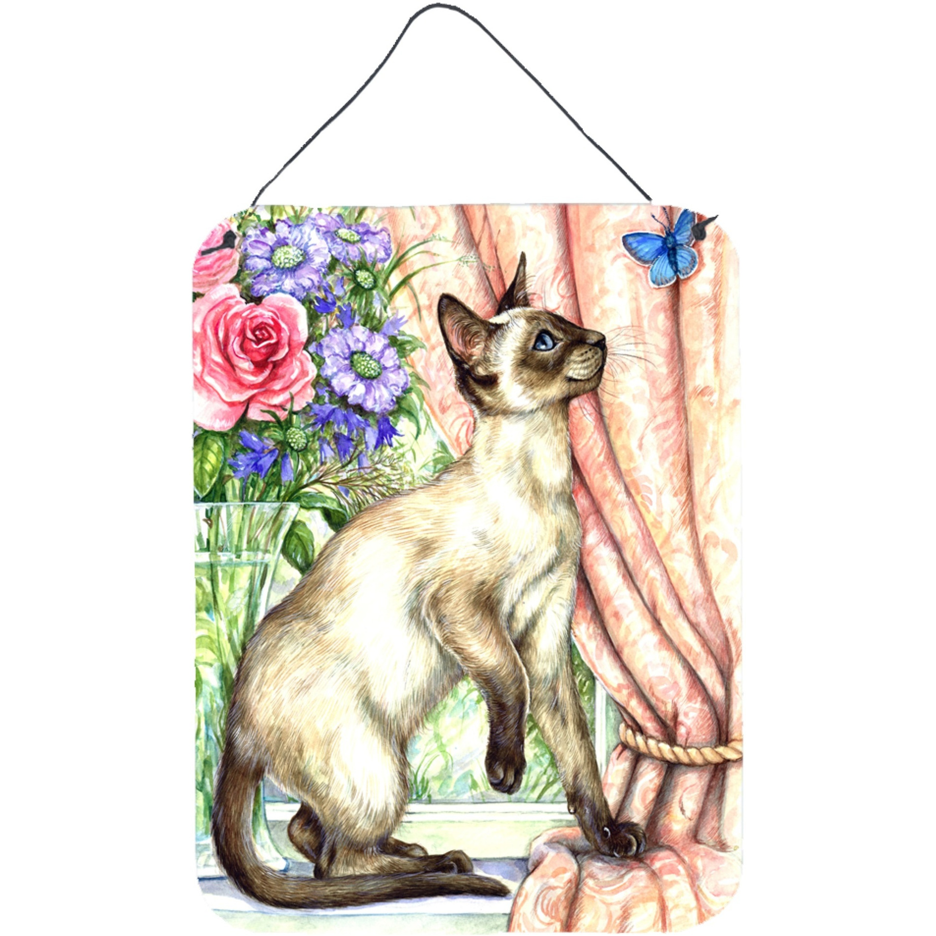 &quotCaroline's Treasures Siamese cat with Butterfly Wall or Door Hanging Prints CDCO0036DS1216, 16HX12W, Multicolor"