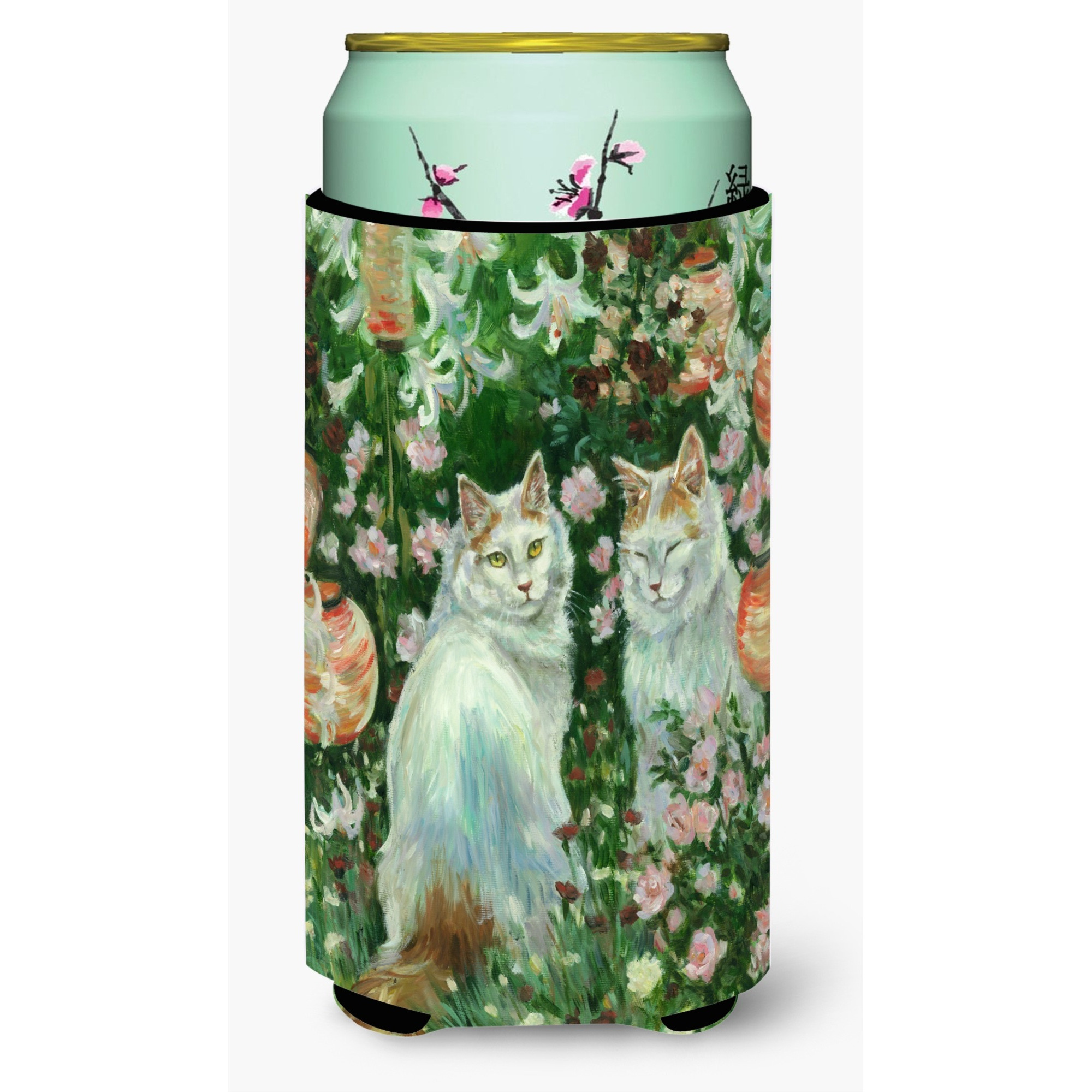 &quotCaroline's Treasures Cats In Garden by Debbie Cook Tall Boy Koozie Hugger, Multicolor"