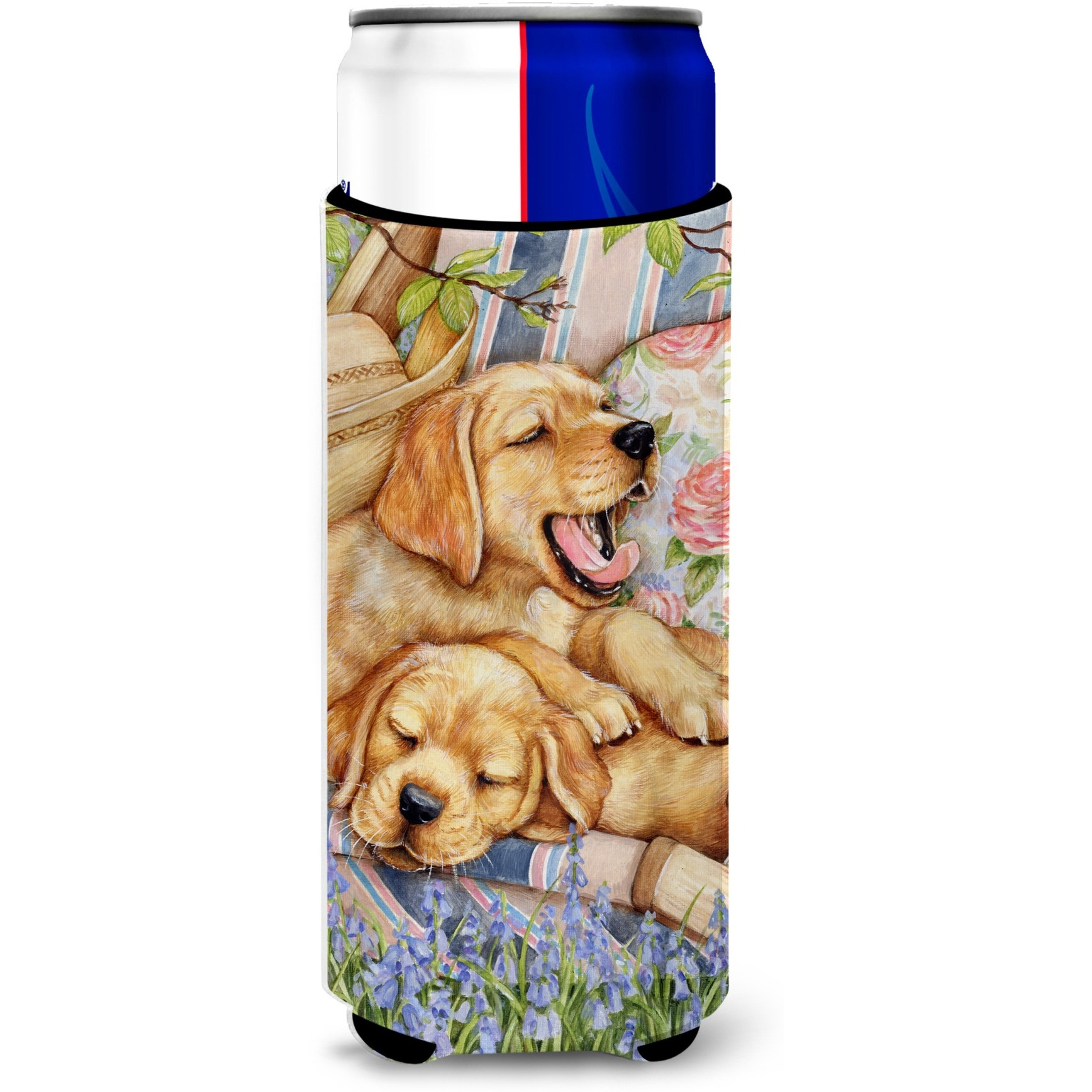 &quotCaroline's Treasures Yellow Labrador Deck Pups Michelob Ultra Koozies for Slim Cans, Multicolor"