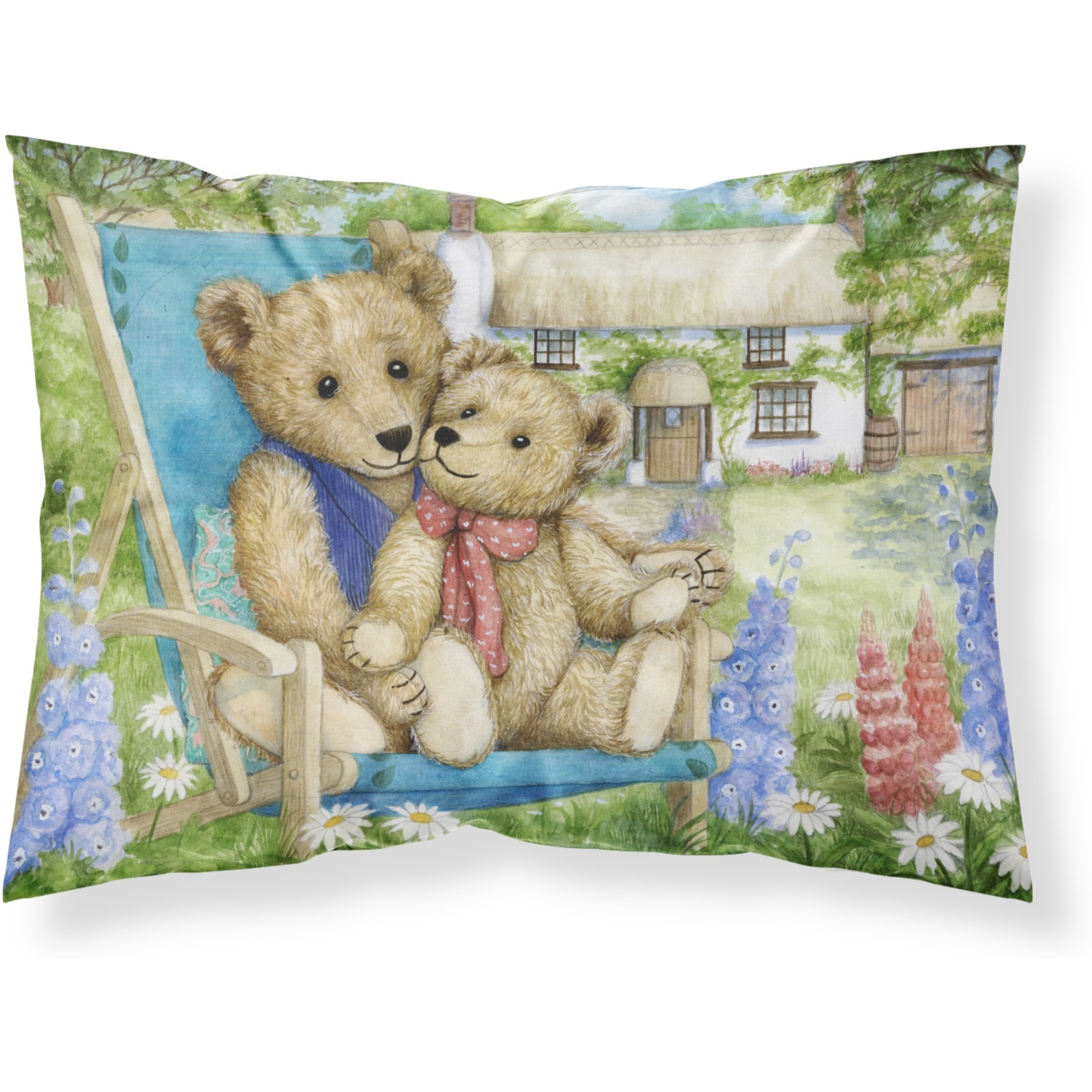 &quotCaroline's Treasures Springtime Teddy Bears in Flowers Fabric Standard Pillowcase CDCO0306PILLOWCASE, Multicolor"