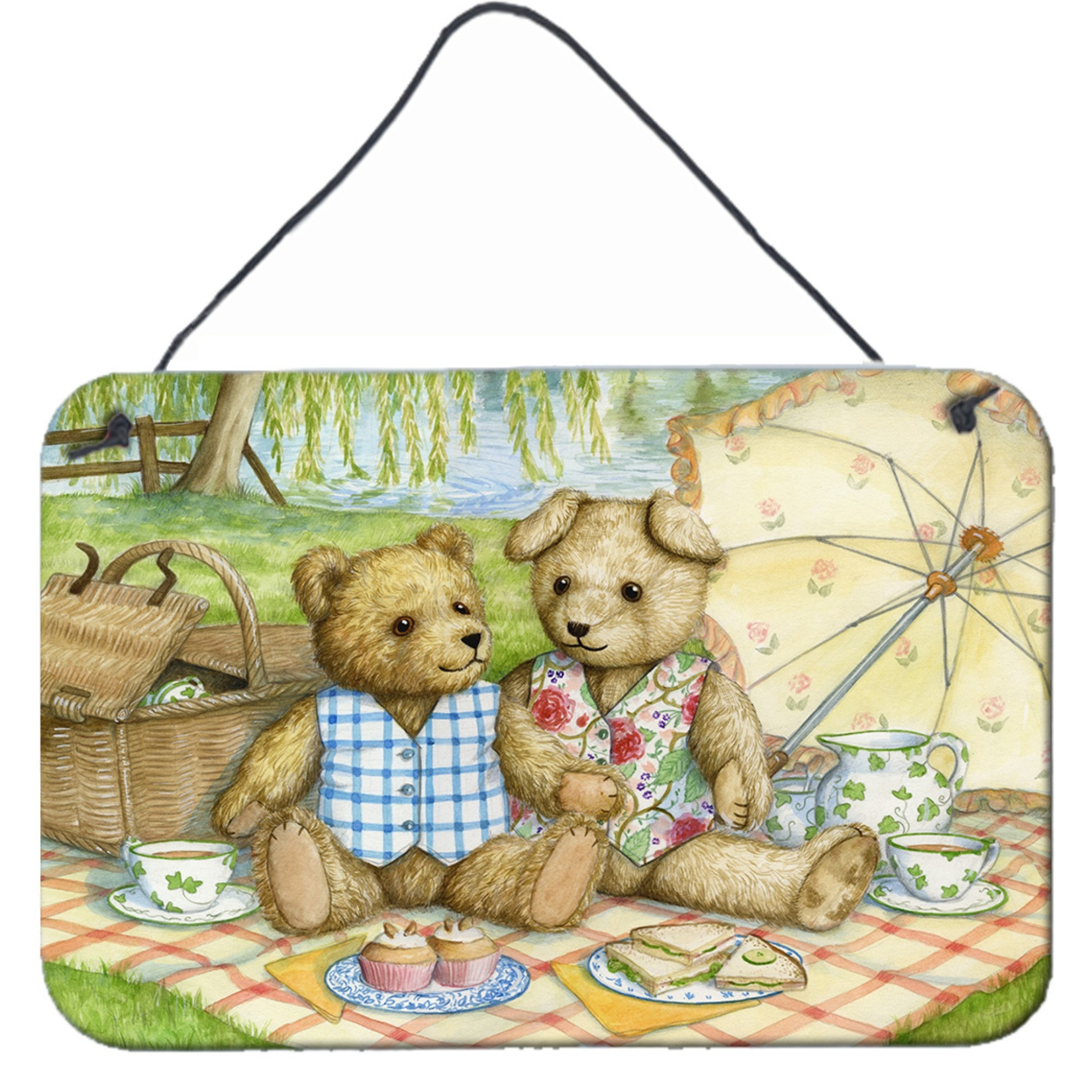 &quotCaroline's Treasures Summertime Teddy Bears Picnic Wall or Door Hanging Prints CDCO0308DS812, 8HX12W, Multicolor"