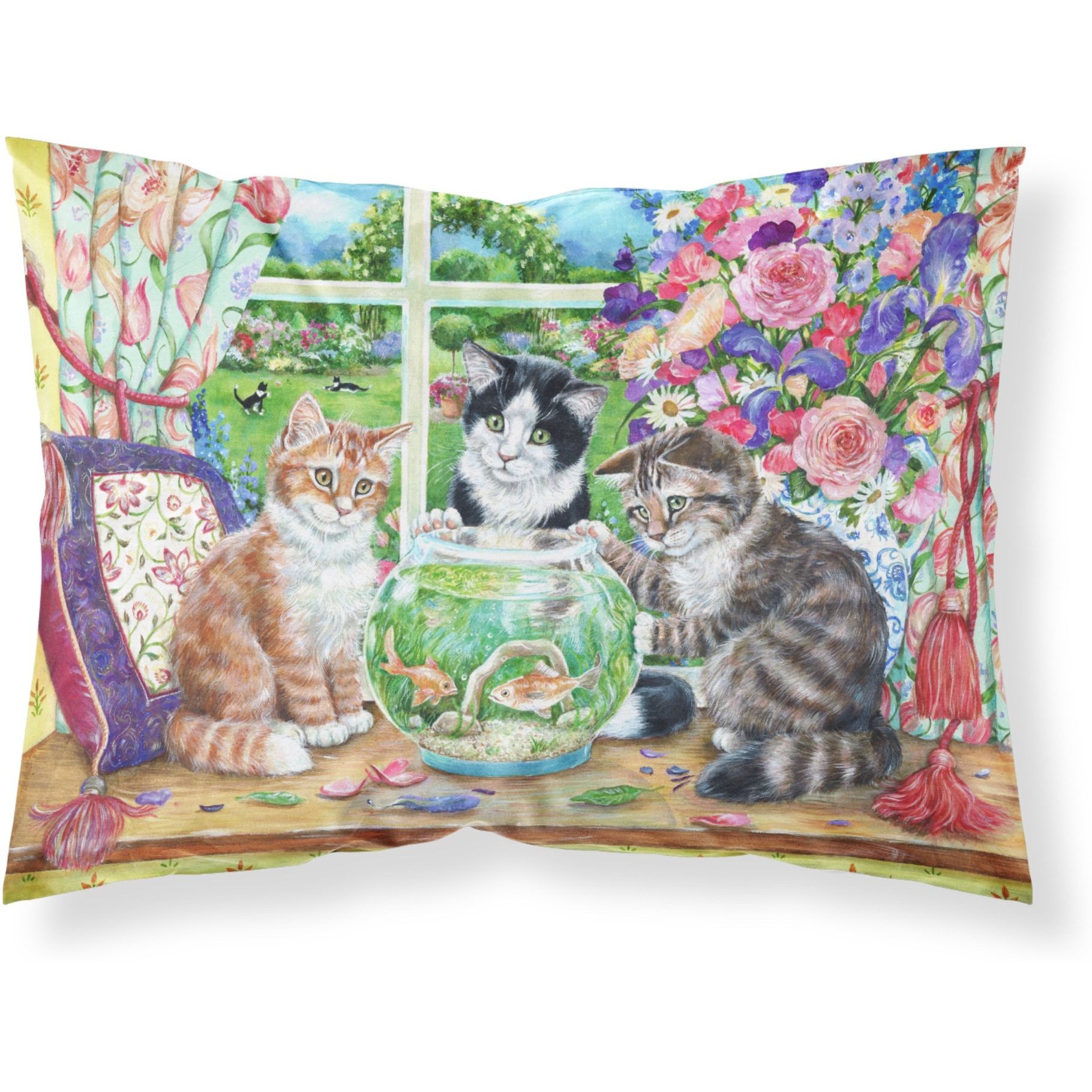 &quotCaroline's Treasures Cats Just Looking in the fish bowl Fabric Standard Pillowcase CDCO0325PILLOWCASE, Multicolor"