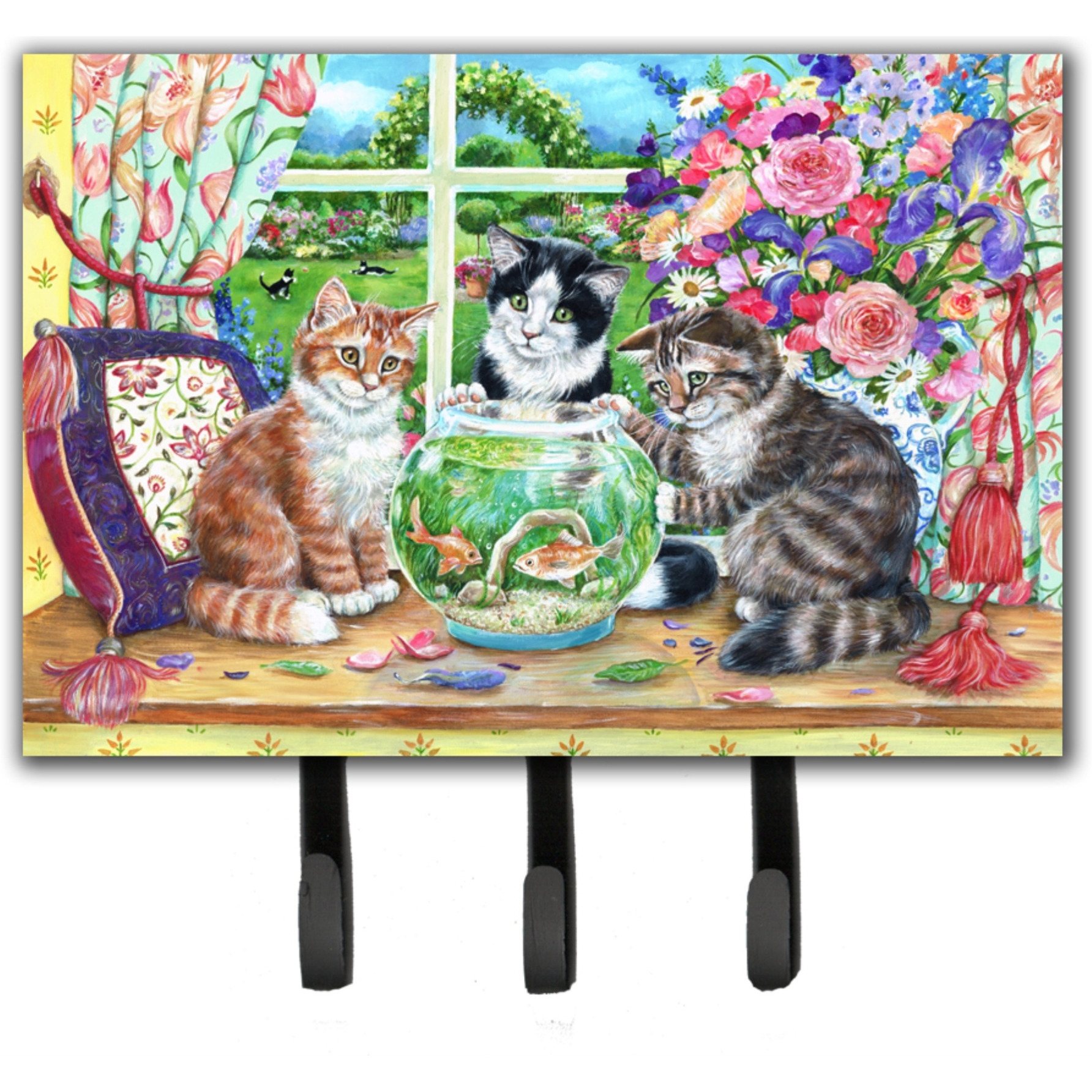 &quotCaroline's Treasures CDCO0325TH68 Cats Just Looking In The Fish Bowl Leash or Key Holder, Large, Multicolor"