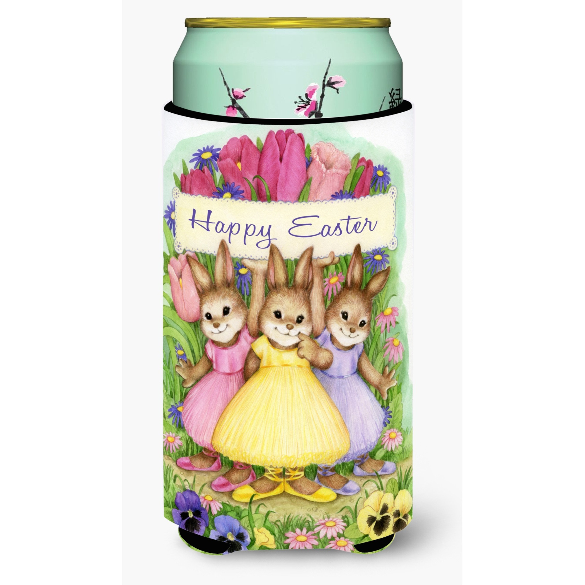 &quotCaroline's Treasures CDCO0331TBC "&quotThree Bunnies Happy Easter"" Tall Boy Beverage Insulator Hugger, Multicolor"