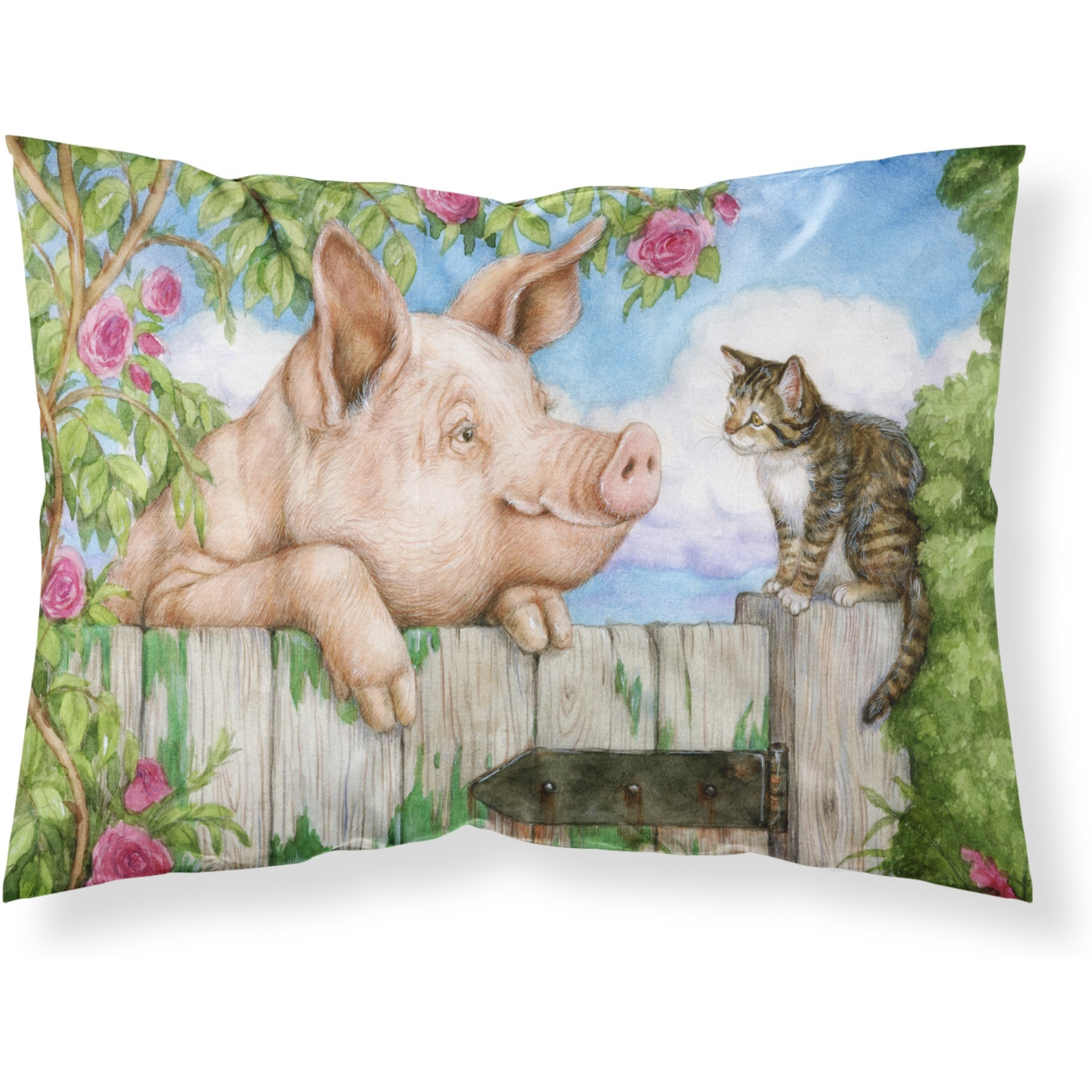 &quotCaroline's Treasures Pig at the Gate with the Cat Fabric Standard Pillowcase CDCO0349PILLOWCASE, Multicolor"