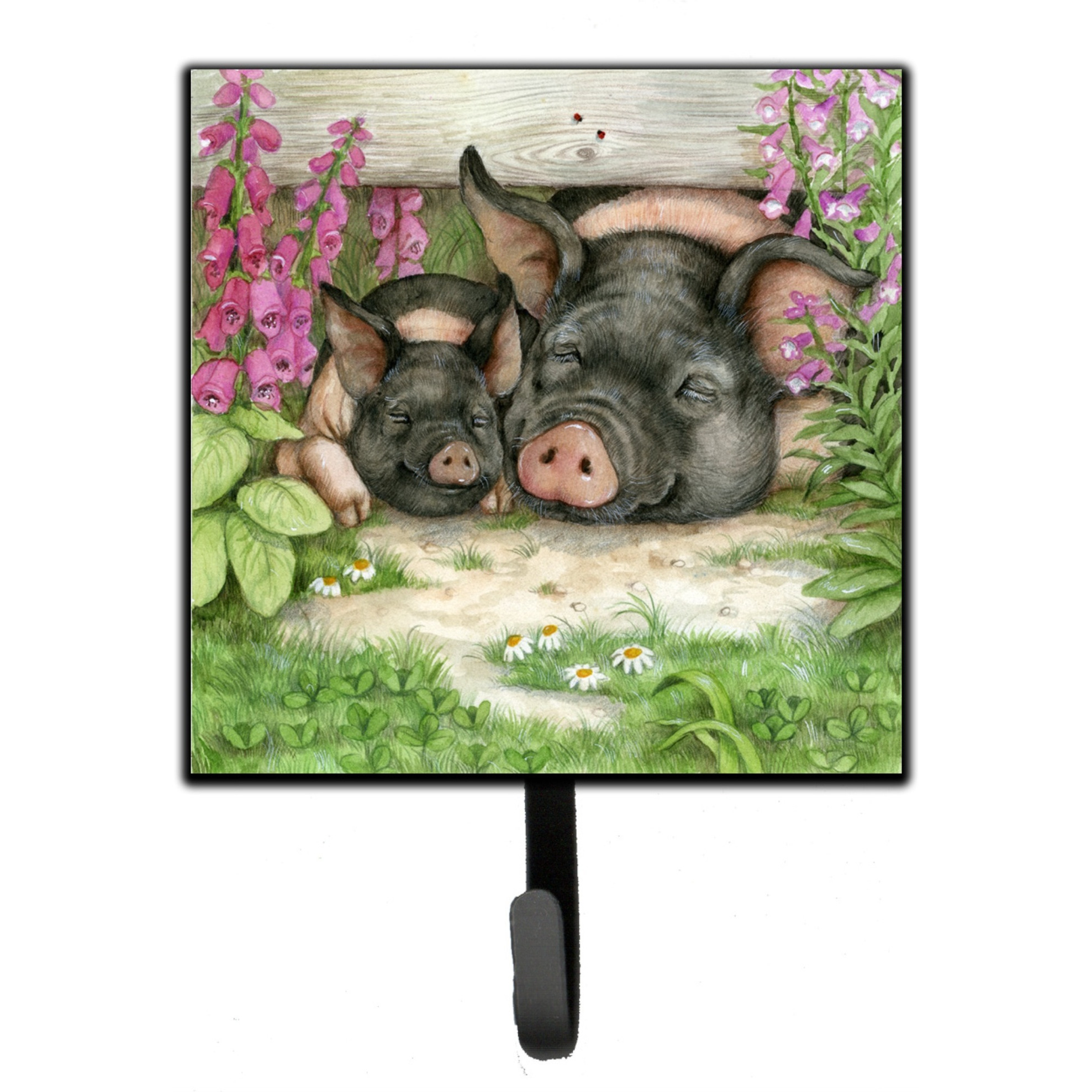 &quotCaroline's Treasures Pigs Under The Fence by Debbie Cook Leash or Key Holder CDCO0355SH4, Small, Multicolor"