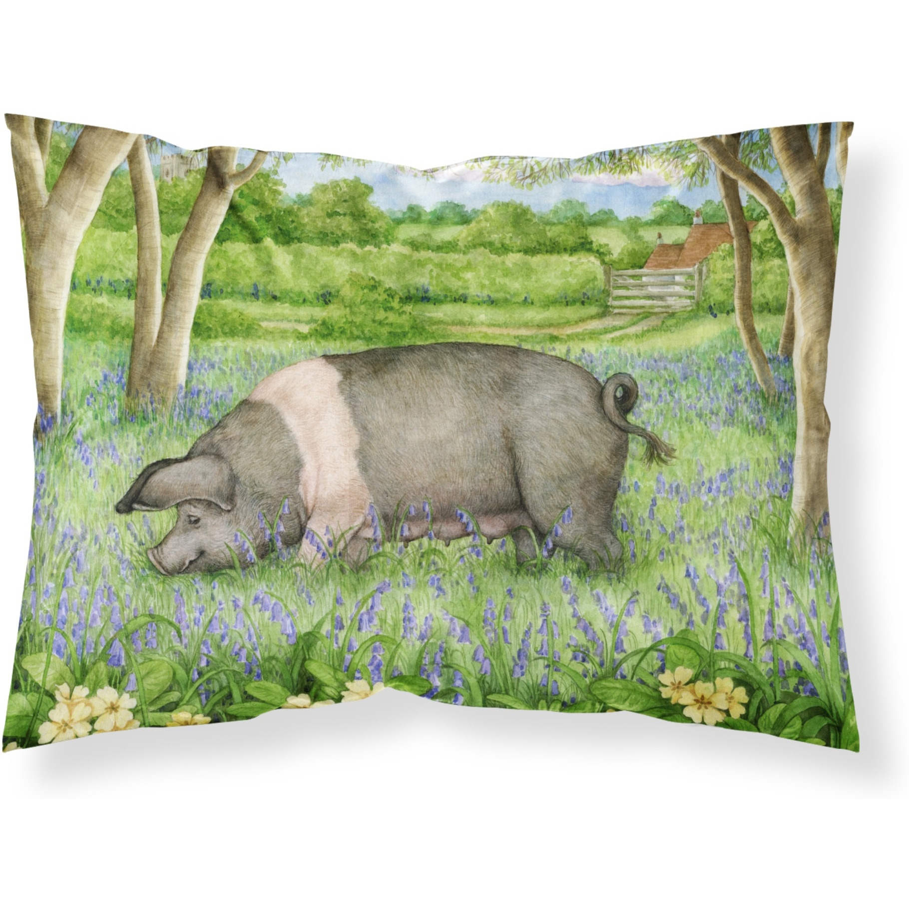 &quotCaroline's Treasures Pig In Bluebells by Debbie Cook Fabric Standard Pillowcase CDCO0377PILLOWCASE, Multicolor"