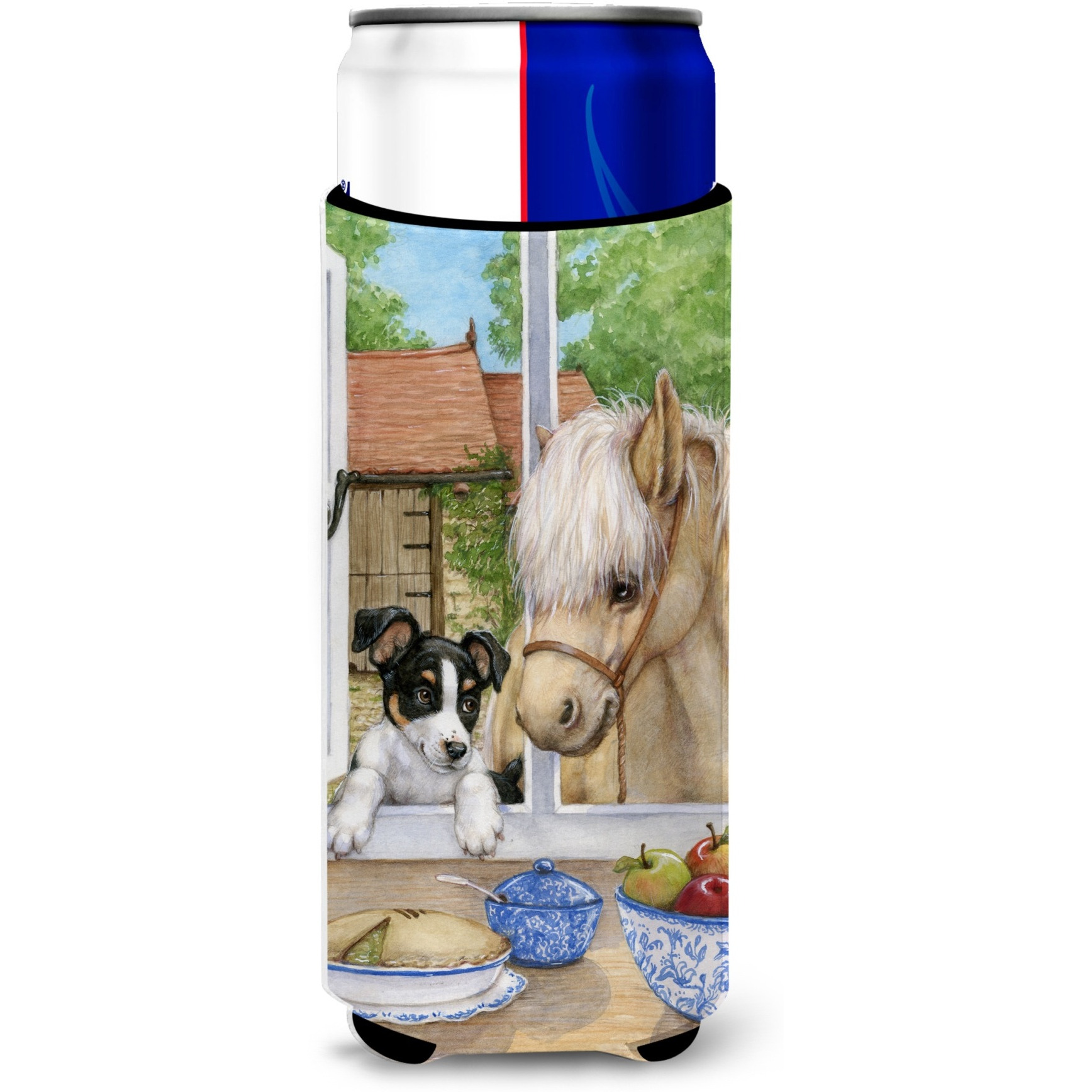 &quotCaroline's Treasures Jack Russel Puppy and Foal Horse Michelob Ultra Koozies for Slim Cans, Multicolor"