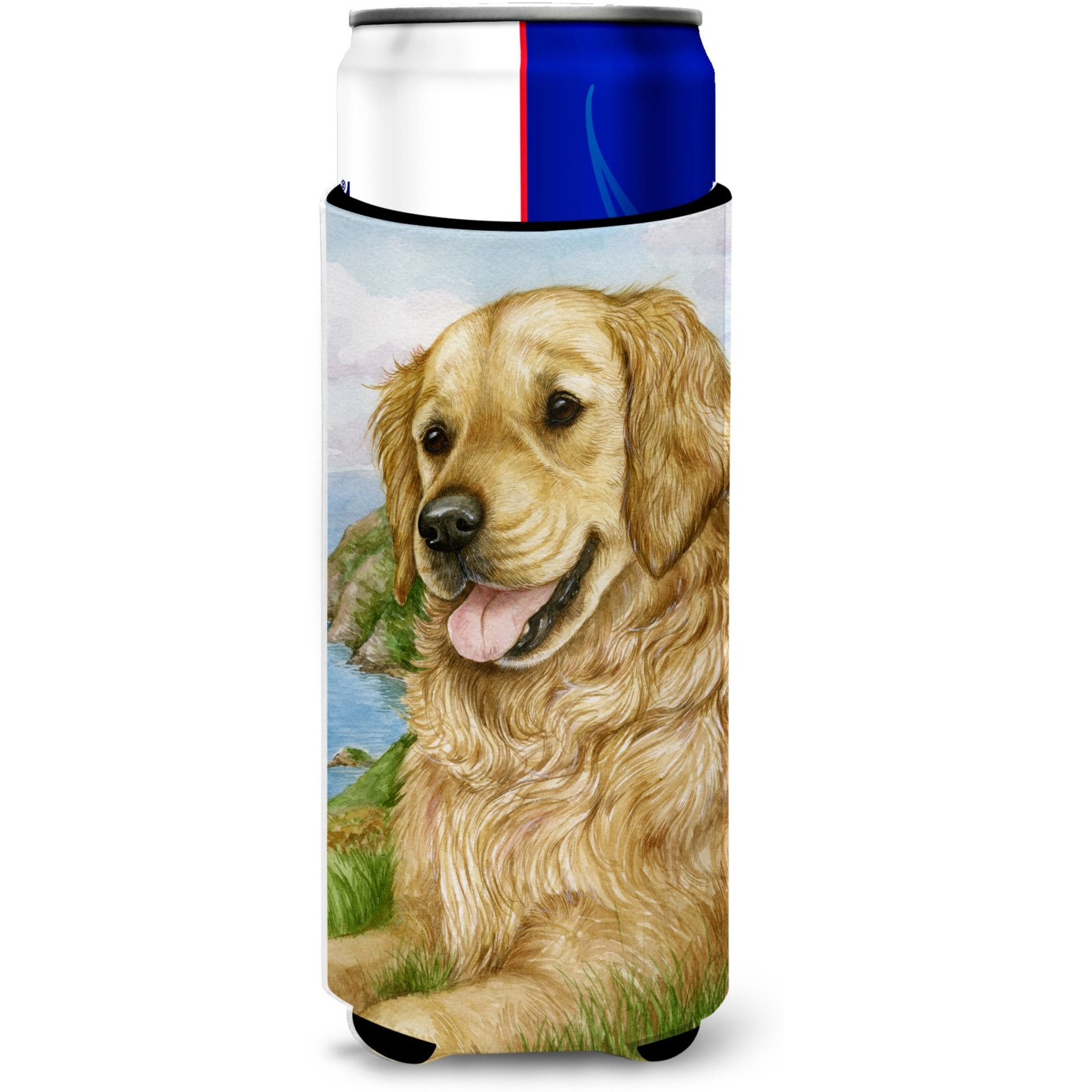 &quotCaroline's Treasures Golden Retriever by Debbie Cook Michelob Ultra Koozies for Slim Cans, Multicolor"