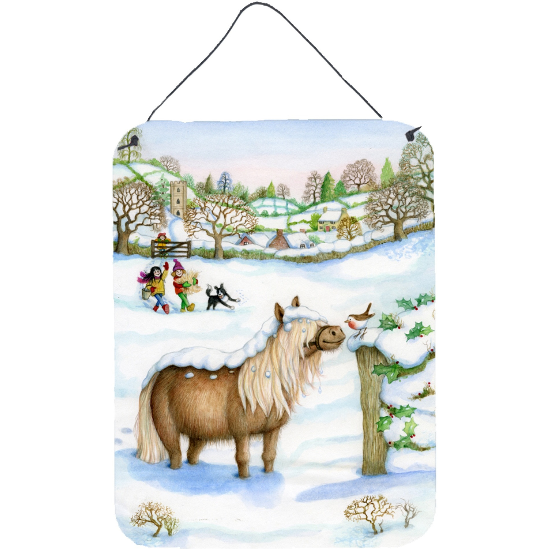 &quotCaroline's Treasures Feeding The Shetland Horse Wall or Door Hanging Prints CDCO0404DS1216, 16"&quotH x 12"&quotW, Multicolor"