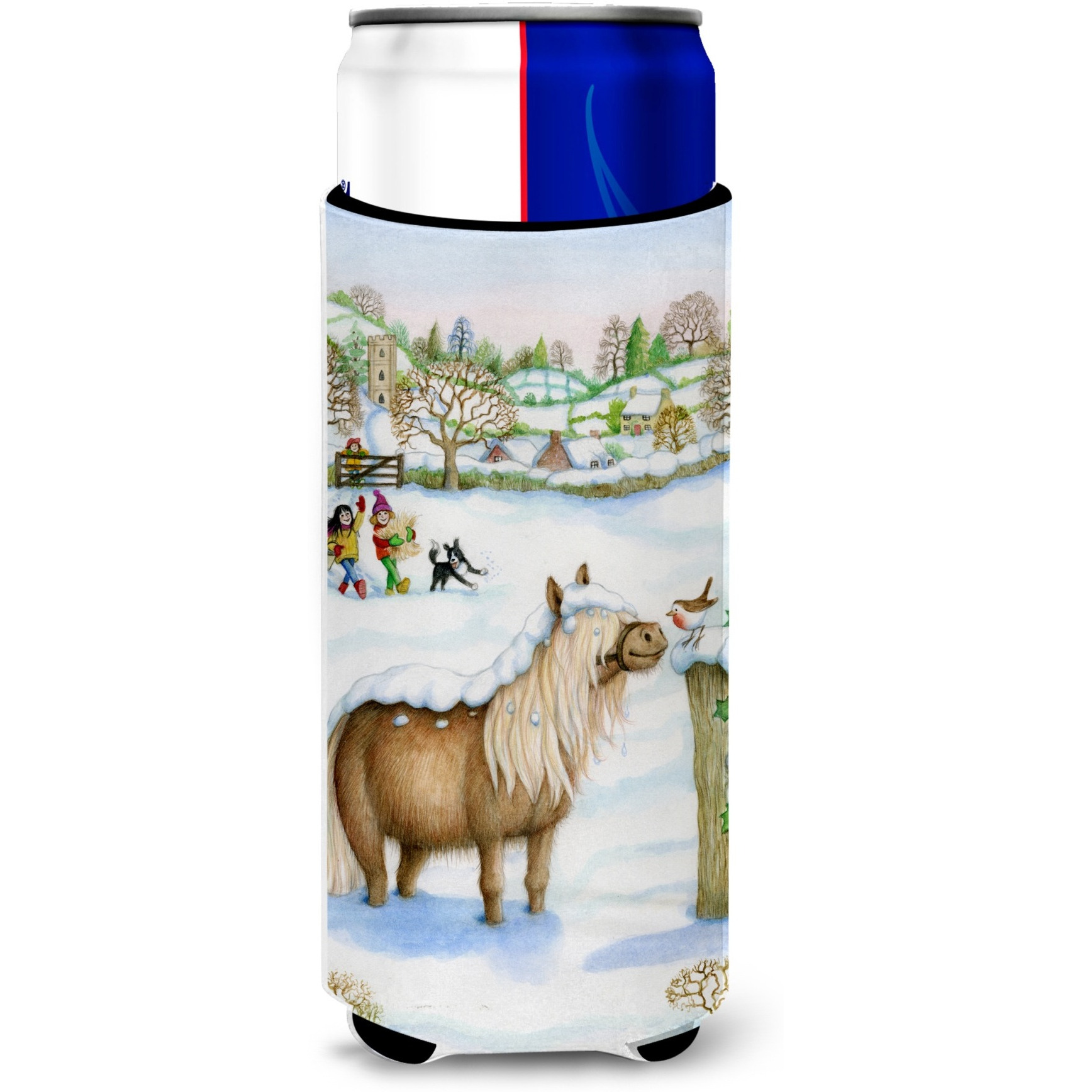 &quotCaroline's Treasures CDCO0404MUK "&quotFeeding The Shetland Horse"" Ultra Beverage Insulators for Slim Cans, Multicolor"