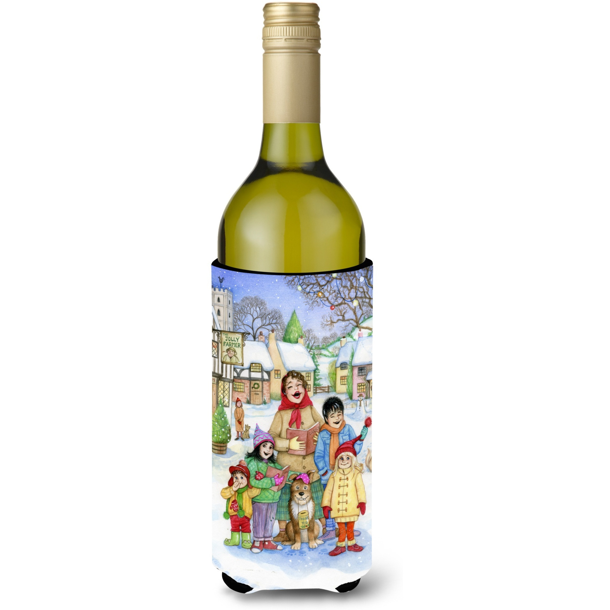 &quotCaroline's Treasures CDCO0410LITERK "&quotChristmas Carol Singers"" Wine Bottle Beverage Insulator Hugger, 750ml, Multicolor"