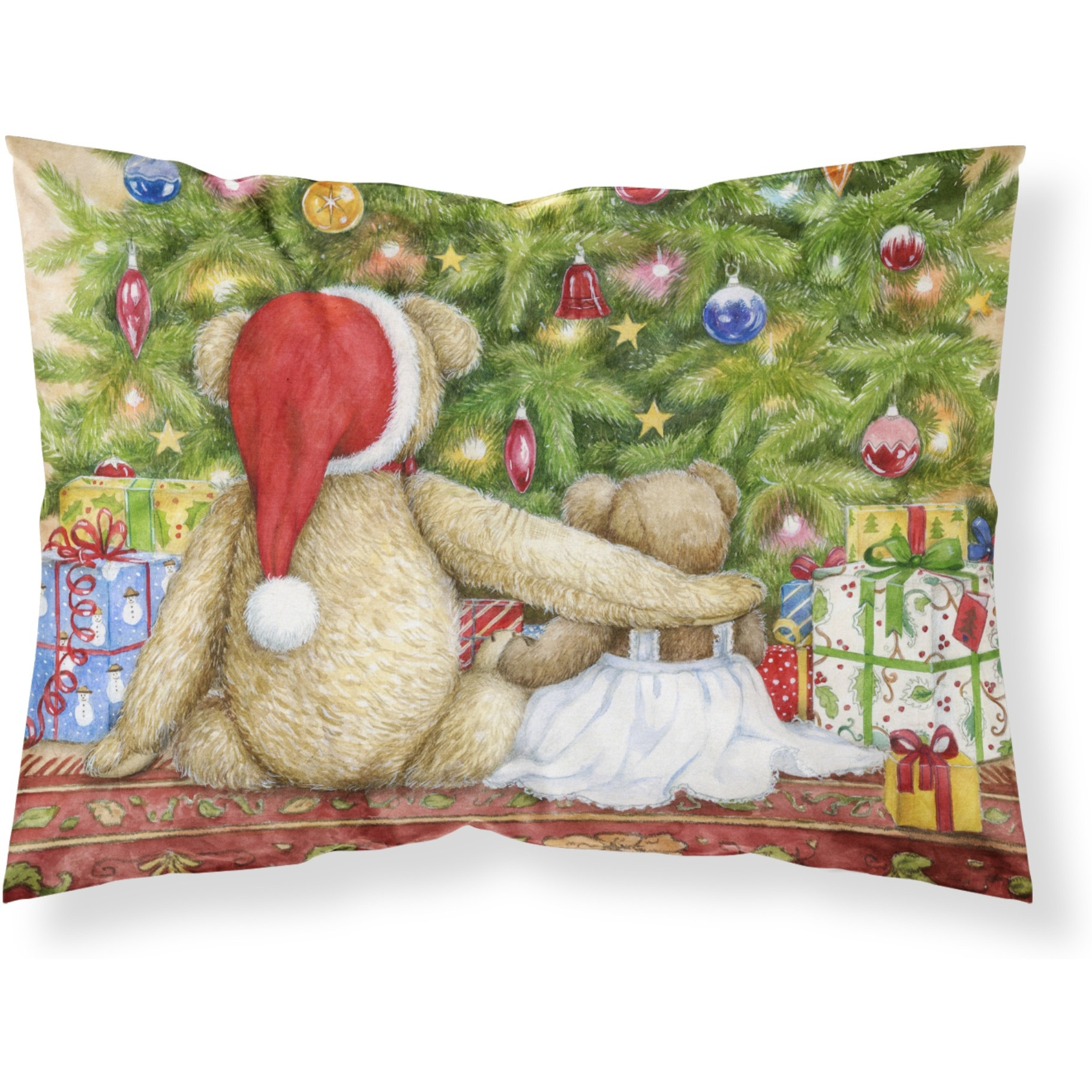 &quotCaroline's Treasures Christmas Teddy Bears with Tree Fabric Standard Pillowcase CDCO0415PILLOWCASE, Multicolor"